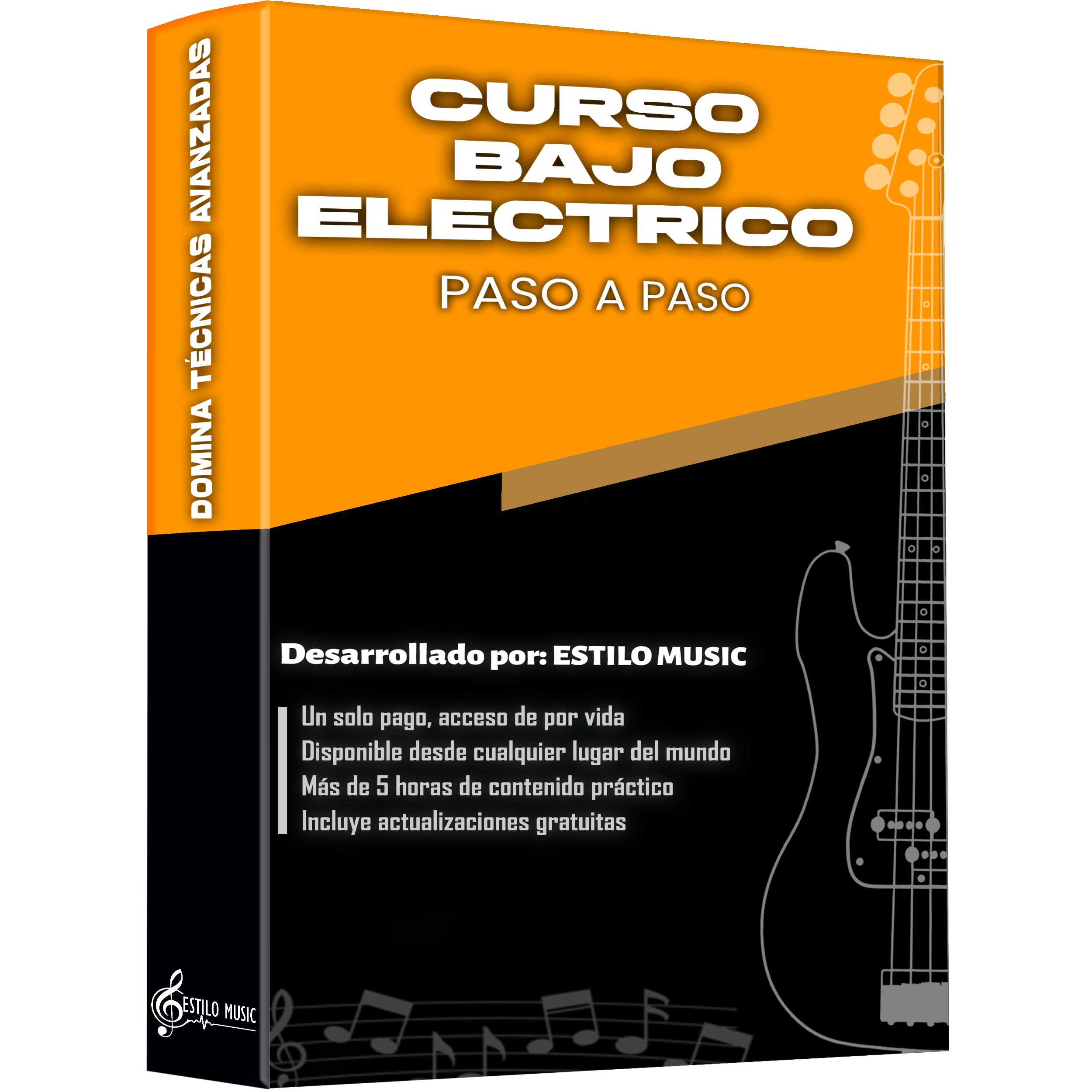 Curso de Bajo electrico – lecciones de afinación, posiciones de manos y uso de cuerdas paso a paso, con actualizaciones gratuitas tutoriales sencillos practicas CURS BAJO ELECTRICO