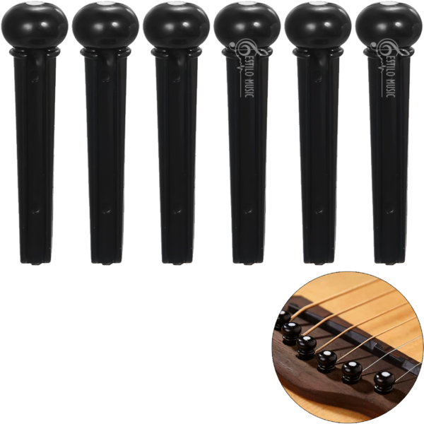 Paq 6 Pines Clavijas P/ Puente de Guitarra Repuestos de Plastico (6 pz)