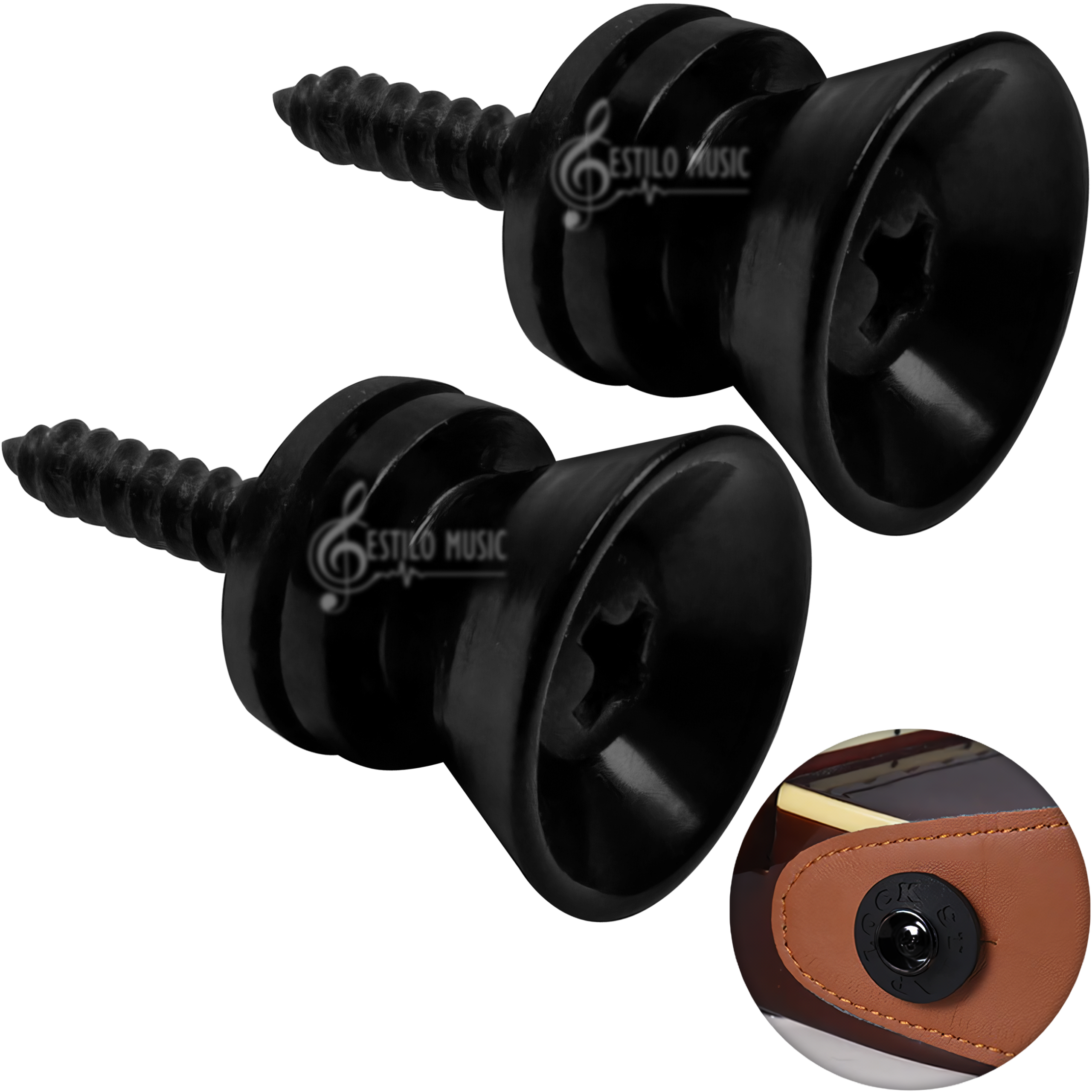 Par de Botones Tornillos para correa de guitarra acústica con tornillos de montaje