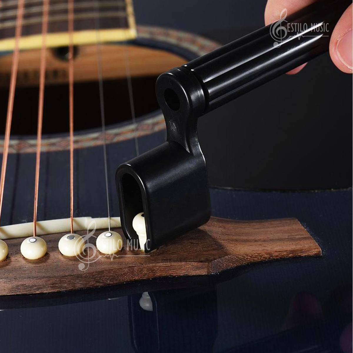 Bobinadora de Cuerdas para guitarra multifuncional marca Estilo Music enrollador y desenrollador de cuerdas con extractor de pines de puente