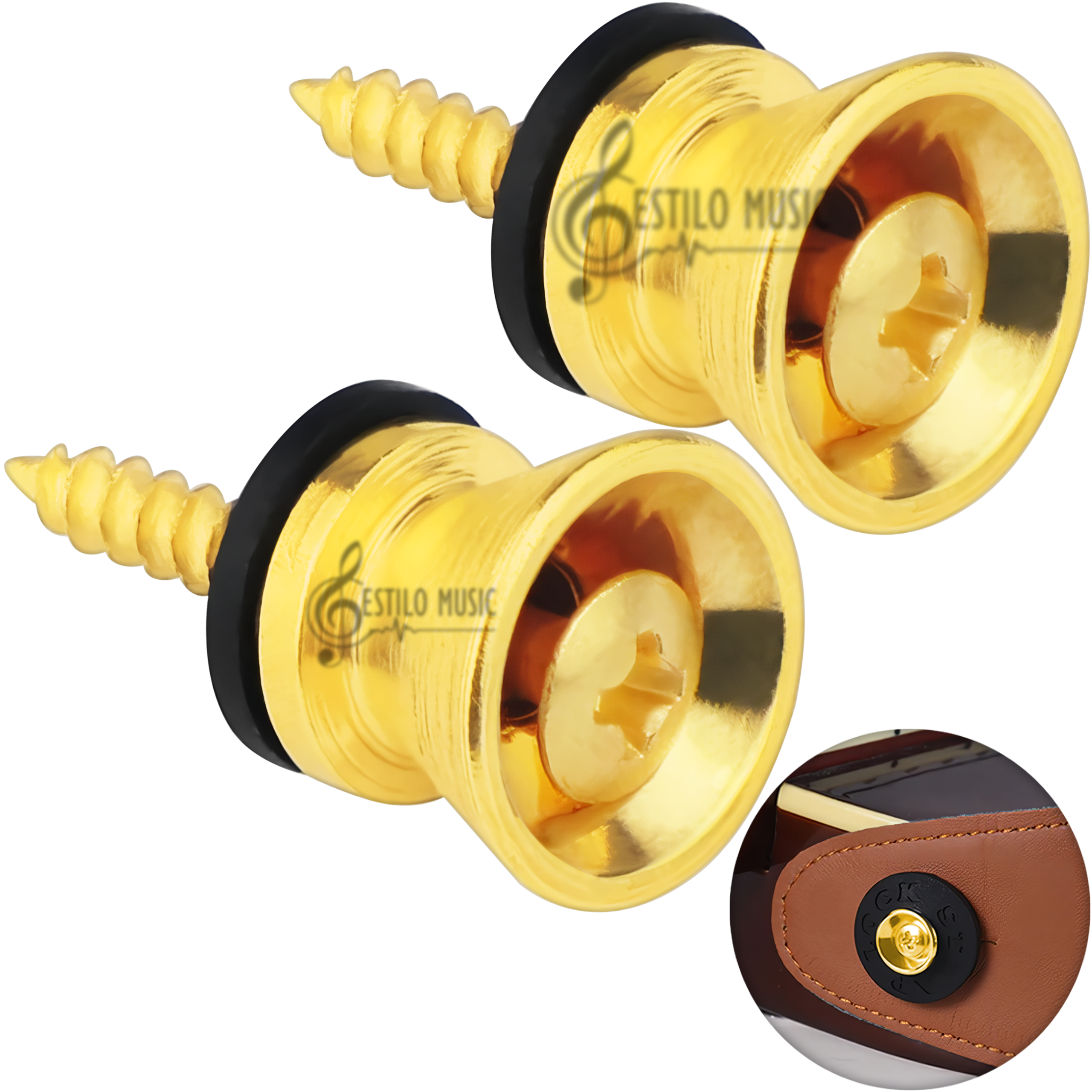 Par de Botones Tornillos para correa de guitarra acústica con tornillos de montaje