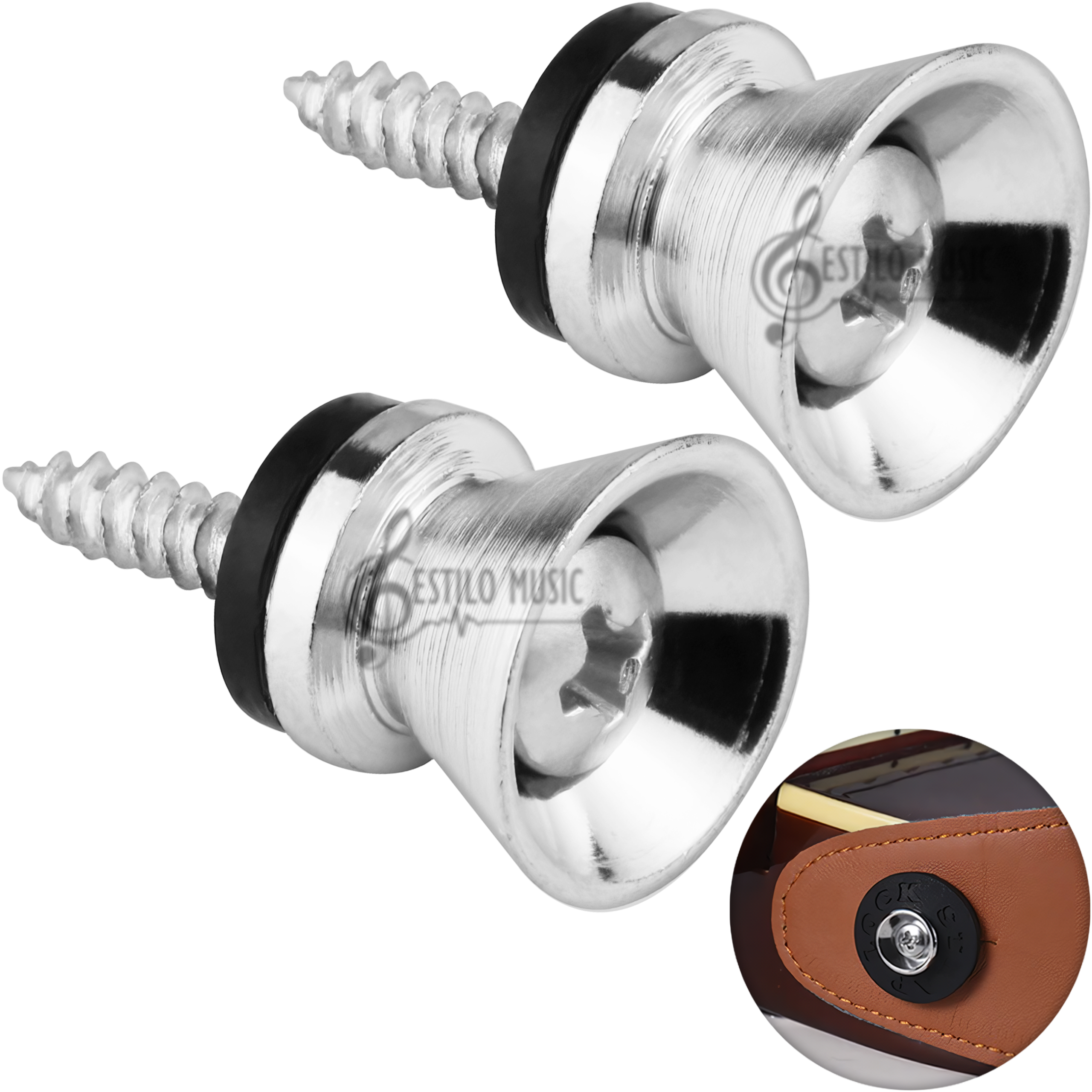Par de Botones Tornillos para correa de guitarra acústica con tornillos de montaje