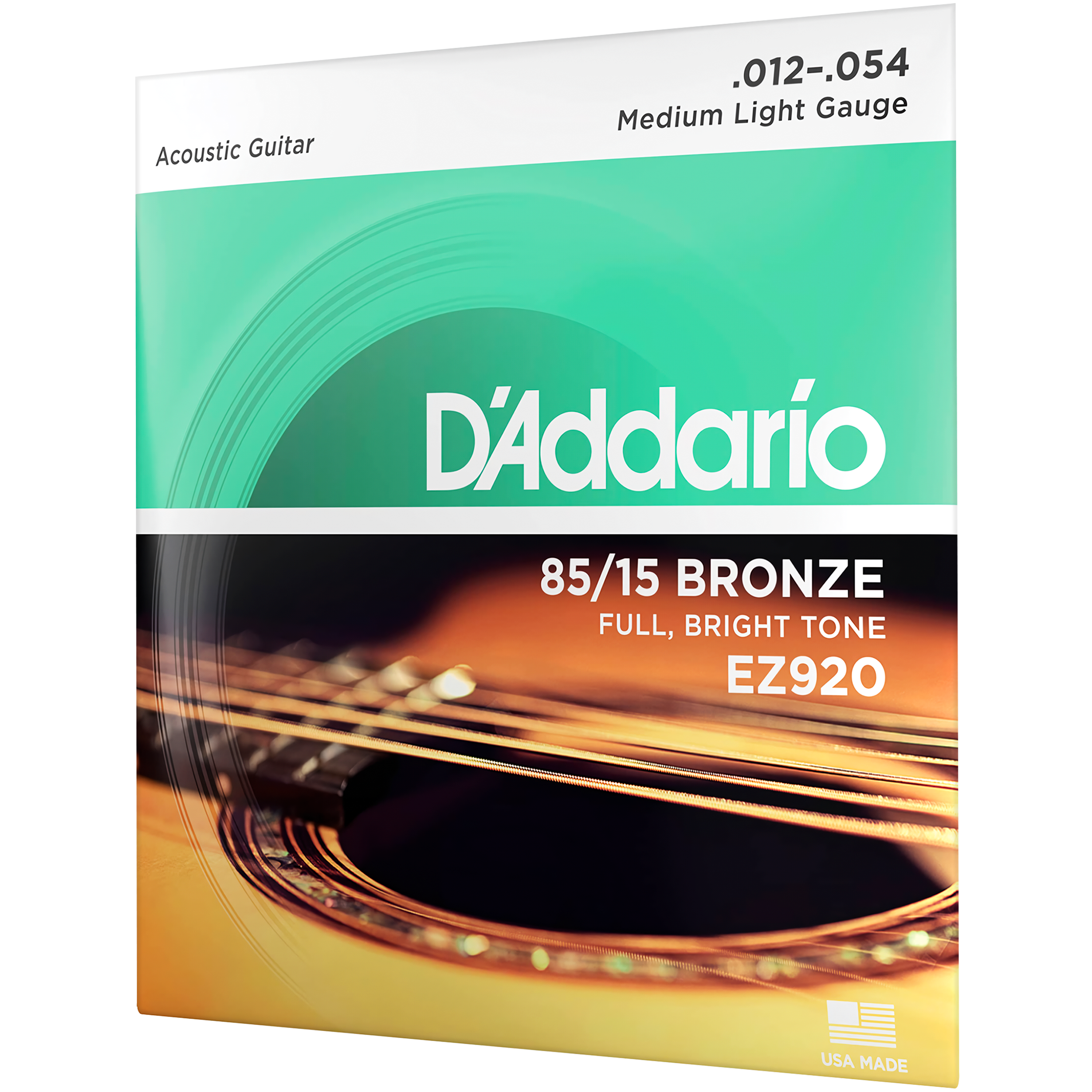 Juego de Cuerdas Daddario EZ920 Medium Light .012–.054, aleación 85/15 Bronze, tono brillante duradero