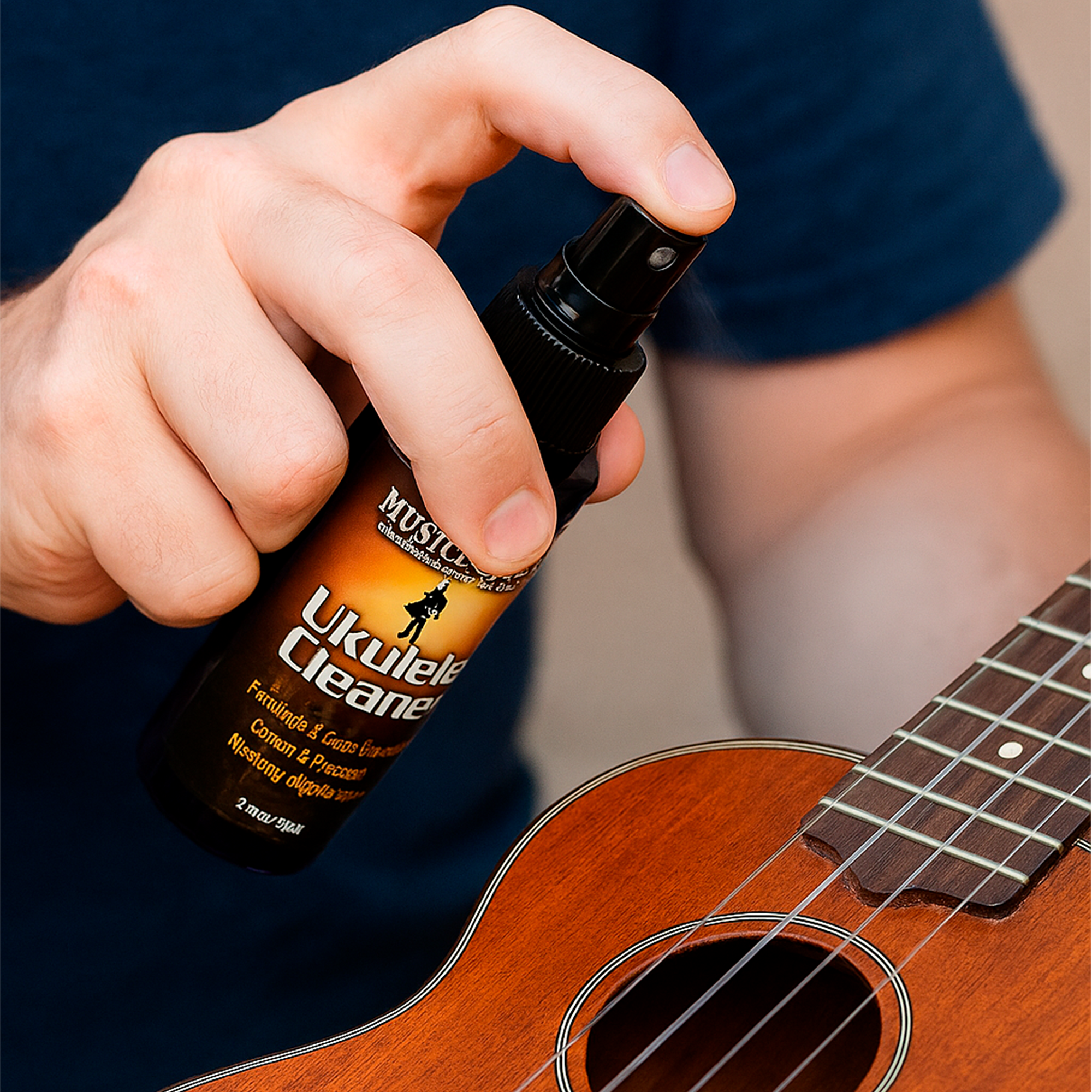 Music Nomad MN121 Ukulele Cleaner spray — limpia y protege acabados mate y gloss, fórmula antiestática con aroma agradable