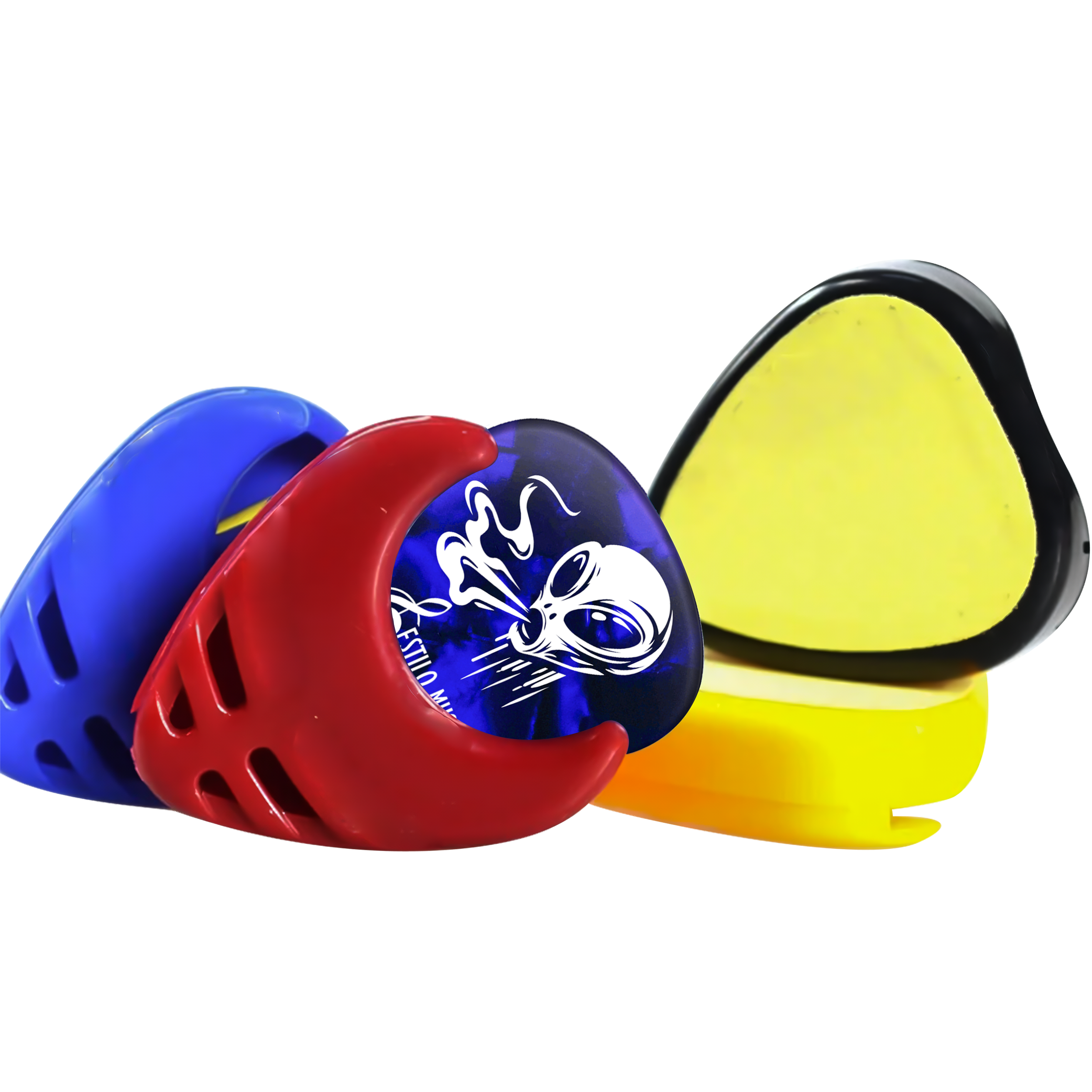 Porta puas de la marca Estilo Music, modelo Heart Shape, para guitarra con orificio para colgar, diseño compacto