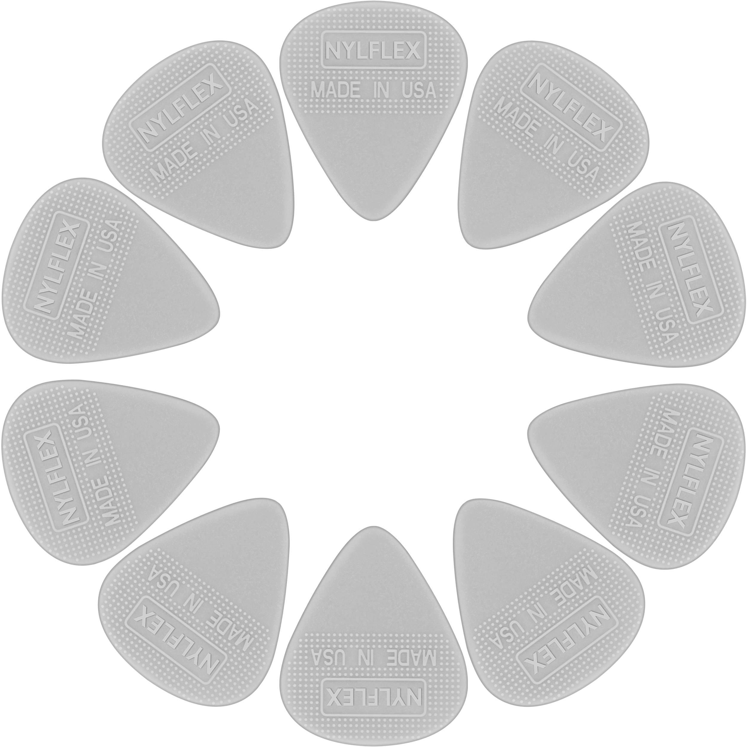 10 Plumillas Nyflex Daddario de nylon calibre 0.75 mm, paquete original con patrón de agarre, tono cálido y sensación flexible para guitarristas 1NFX4-10