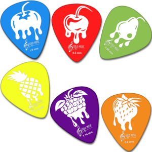 10 Púas para Guitarra Estilo Music Fruits Cherry modelo EM Fruits Cherry de Derlin, alta durabilidad, tono brillante y diseño coleccionable PF10