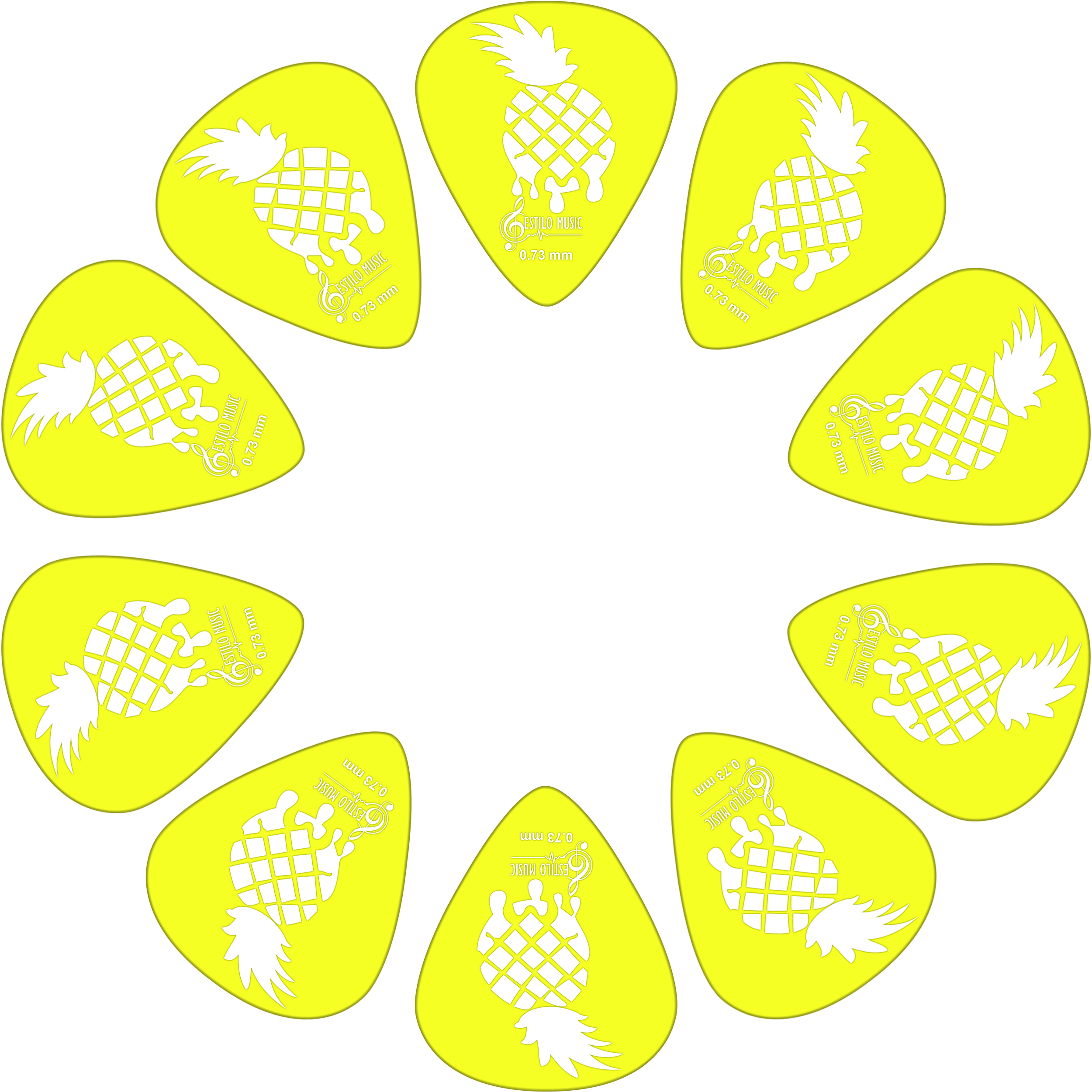 10 Púas para Guitarra Estilo Music Fruits Cherry modelo EM Fruits Cherry de Derlin, alta durabilidad, tono brillante y diseño coleccionable PF10