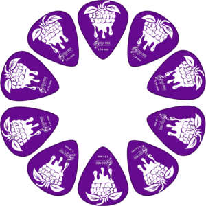 10 Púas para Guitarra Estilo Music Fruits Cherry modelo EM Fruits Cherry de Derlin, alta durabilidad, tono brillante y diseño coleccionable PF10