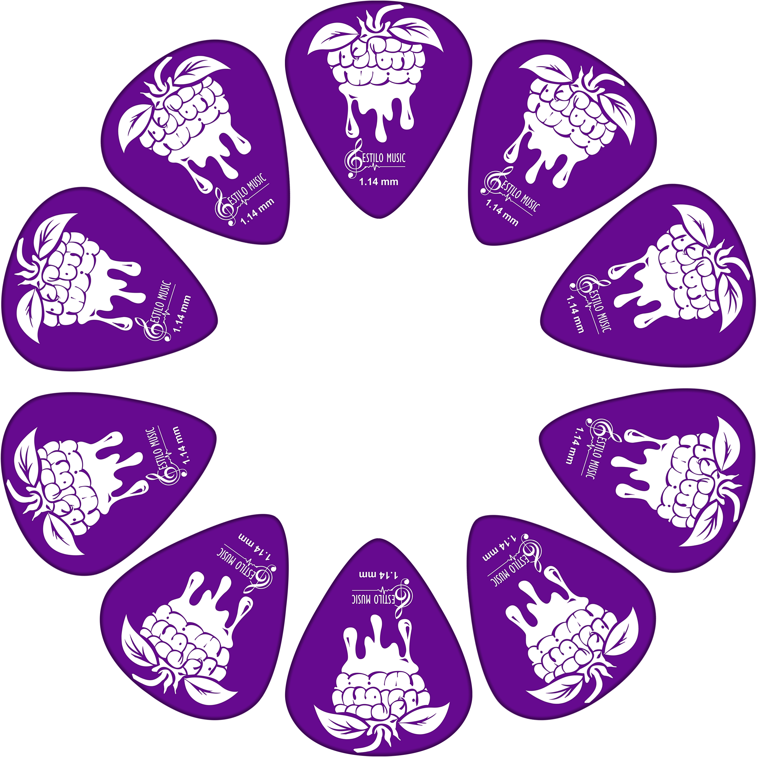 10 Púas para Guitarra Estilo Music Fruits Cherry modelo EM Fruits Cherry de Derlin, alta durabilidad, tono brillante y diseño coleccionable PF10