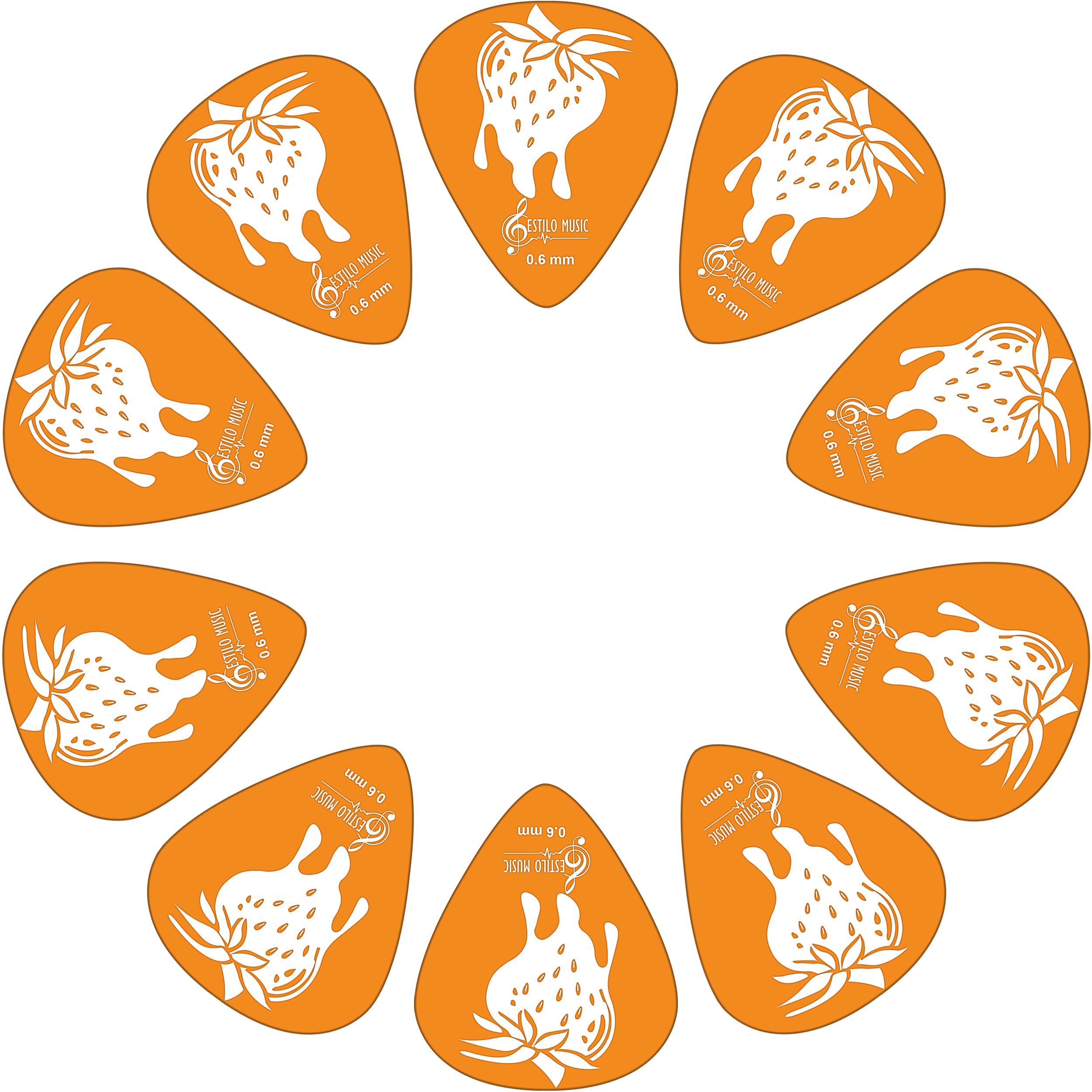 10 Púas para Guitarra Estilo Music Fruits Cherry modelo EM Fruits Cherry de Derlin, alta durabilidad, tono brillante y diseño coleccionable PF10