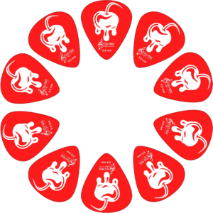 10 Púas para Guitarra Estilo Music Fruits Cherry modelo EM Fruits Cherry de Derlin, alta durabilidad, tono brillante y diseño coleccionable PF10