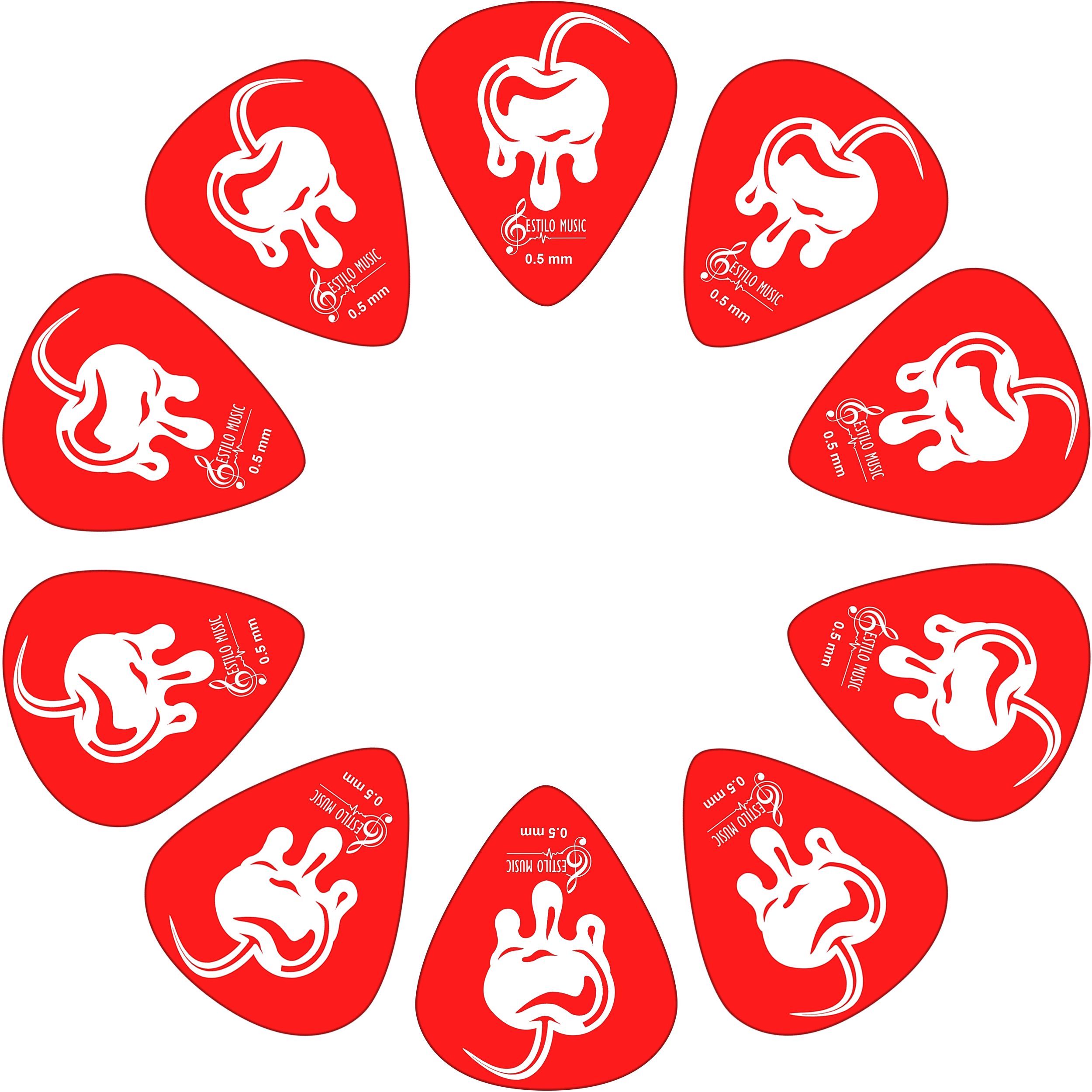 10 Púas para Guitarra Estilo Music Fruits Cherry modelo EM Fruits Cherry de Derlin, alta durabilidad, tono brillante y diseño coleccionable PF10