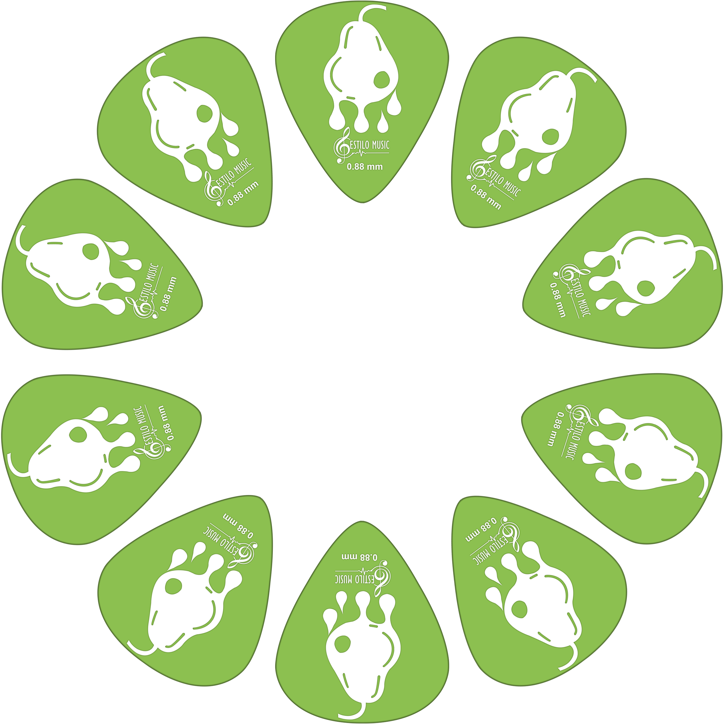 10 Púas para Guitarra Estilo Music Fruits Cherry modelo EM Fruits Cherry de Derlin, alta durabilidad, tono brillante y diseño coleccionable PF10