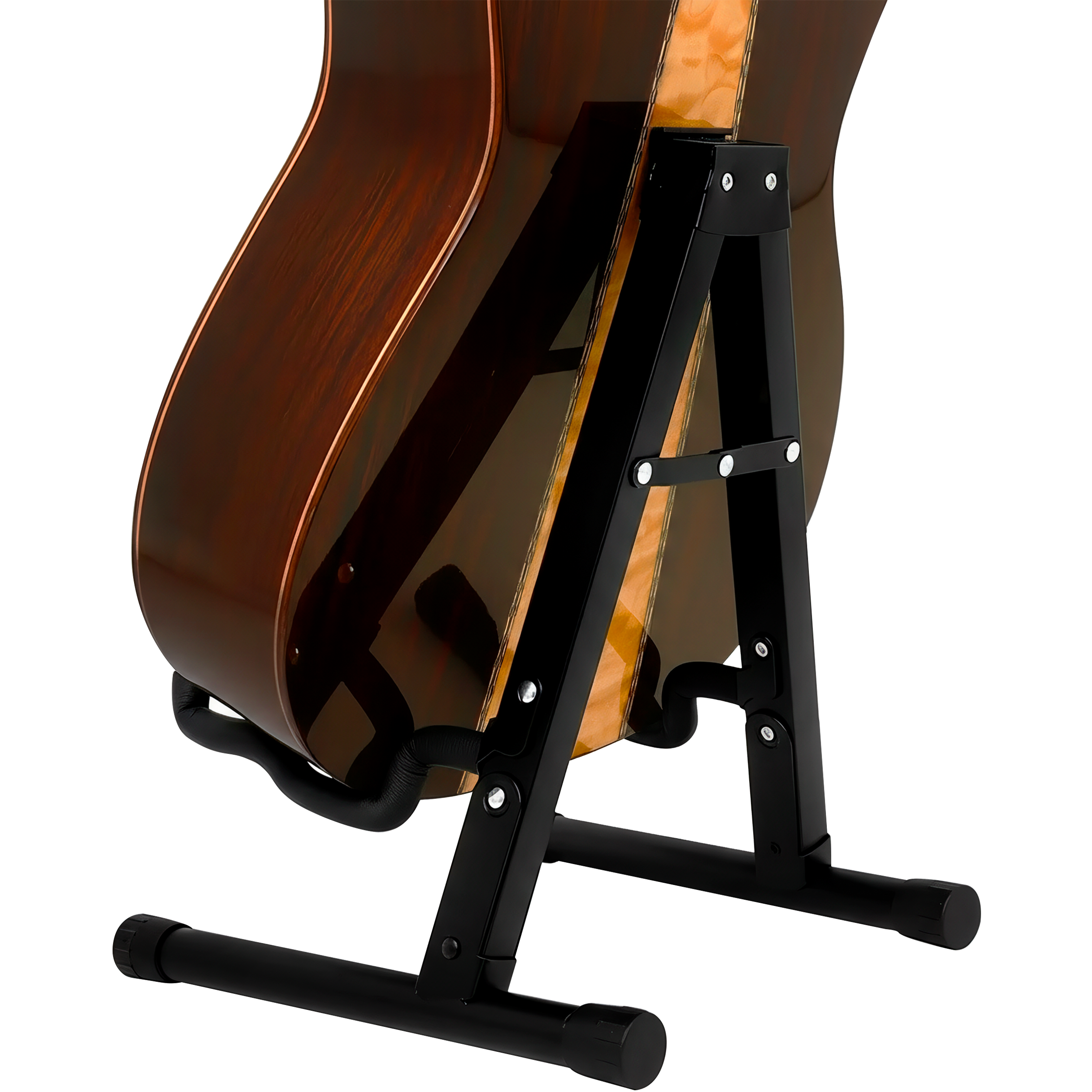 Base Soporte de Guitarra plegable metálica con recubrimiento de silicón antideslizante, diseño compacto para viaje, violin, bajo, guitarra electrica, bajoloche, banjo, mandolina RM44