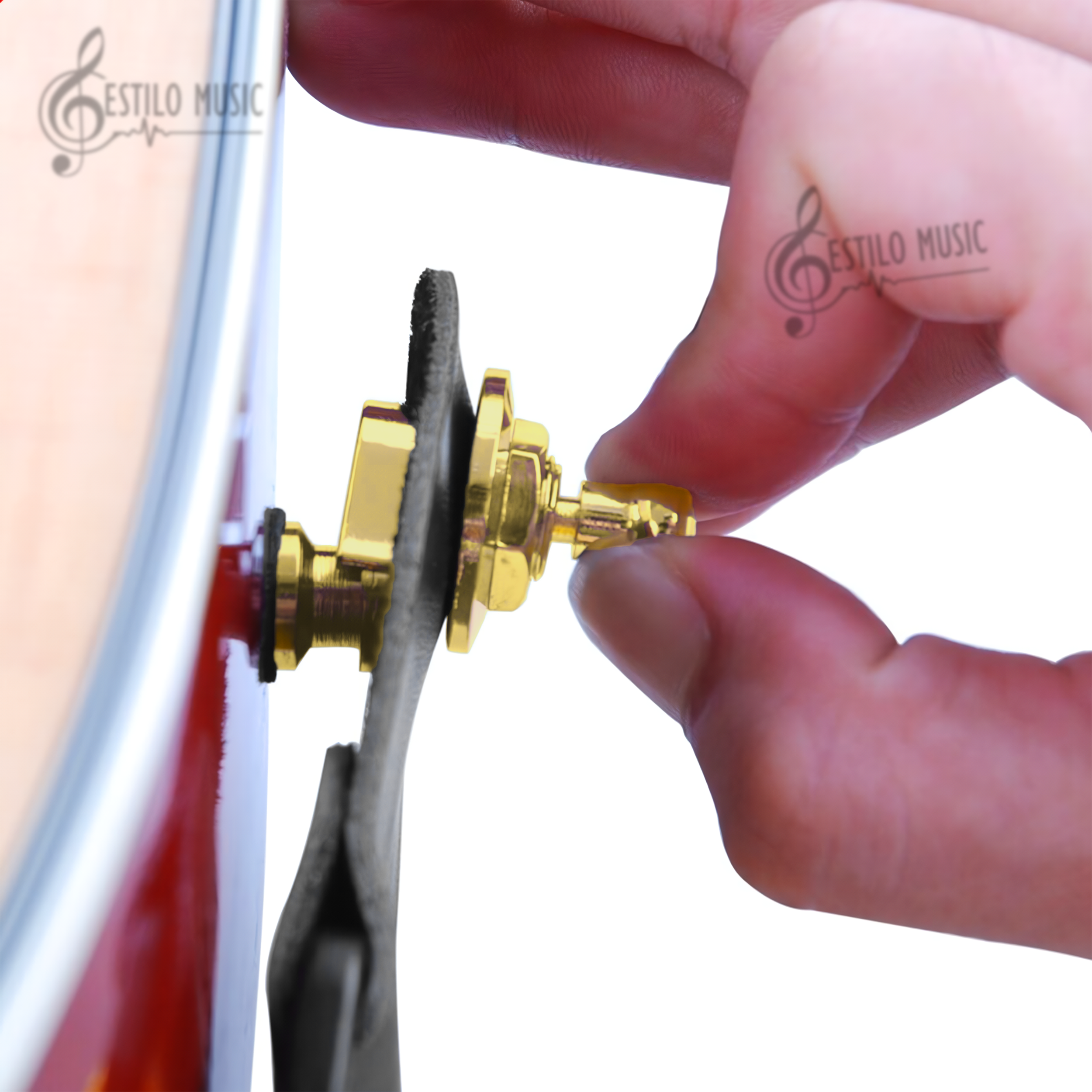 Botones metálicos desmontables para correa de guitarra acústica – set de dos, metal duradero y estilo elegante Juego de botones para correa strap desmontables, diseño metálico resistente para guitarra acústica TQPG Straplocks