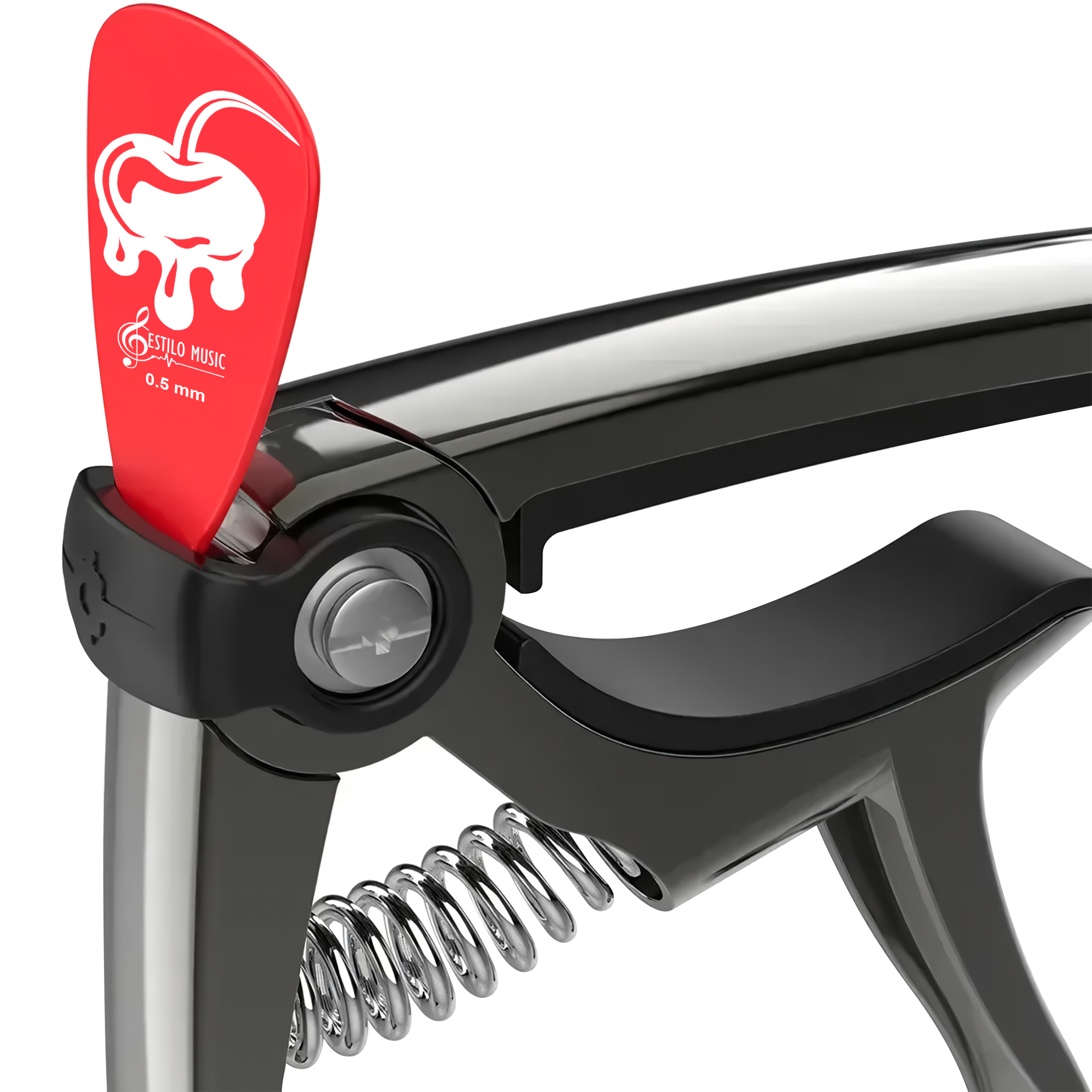 Capotraste Capo Guitarra 4-en-1: cejilla, corta cuerdas, quita pines y pick holder multifuncional para Guitarra, herramienta 4-en-1 que corta cuerdas, extrae pines, sujeta púas y funciona como capo BD01