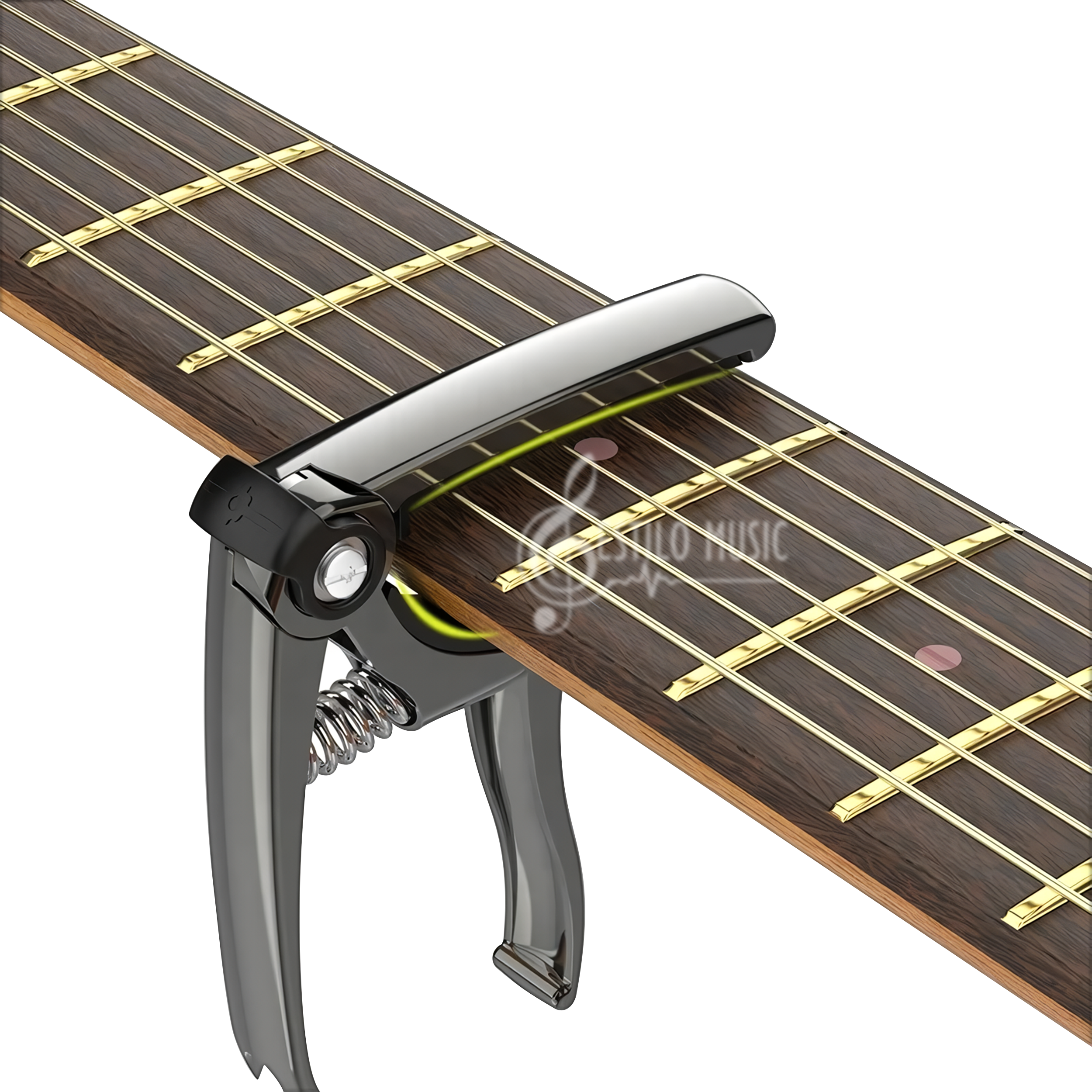 Capotraste Capo Guitarra 4-en-1: cejilla, corta cuerdas, quita pines y pick holder multifuncional para Guitarra, herramienta 4-en-1 que corta cuerdas, extrae pines, sujeta púas y funciona como capo BD01
