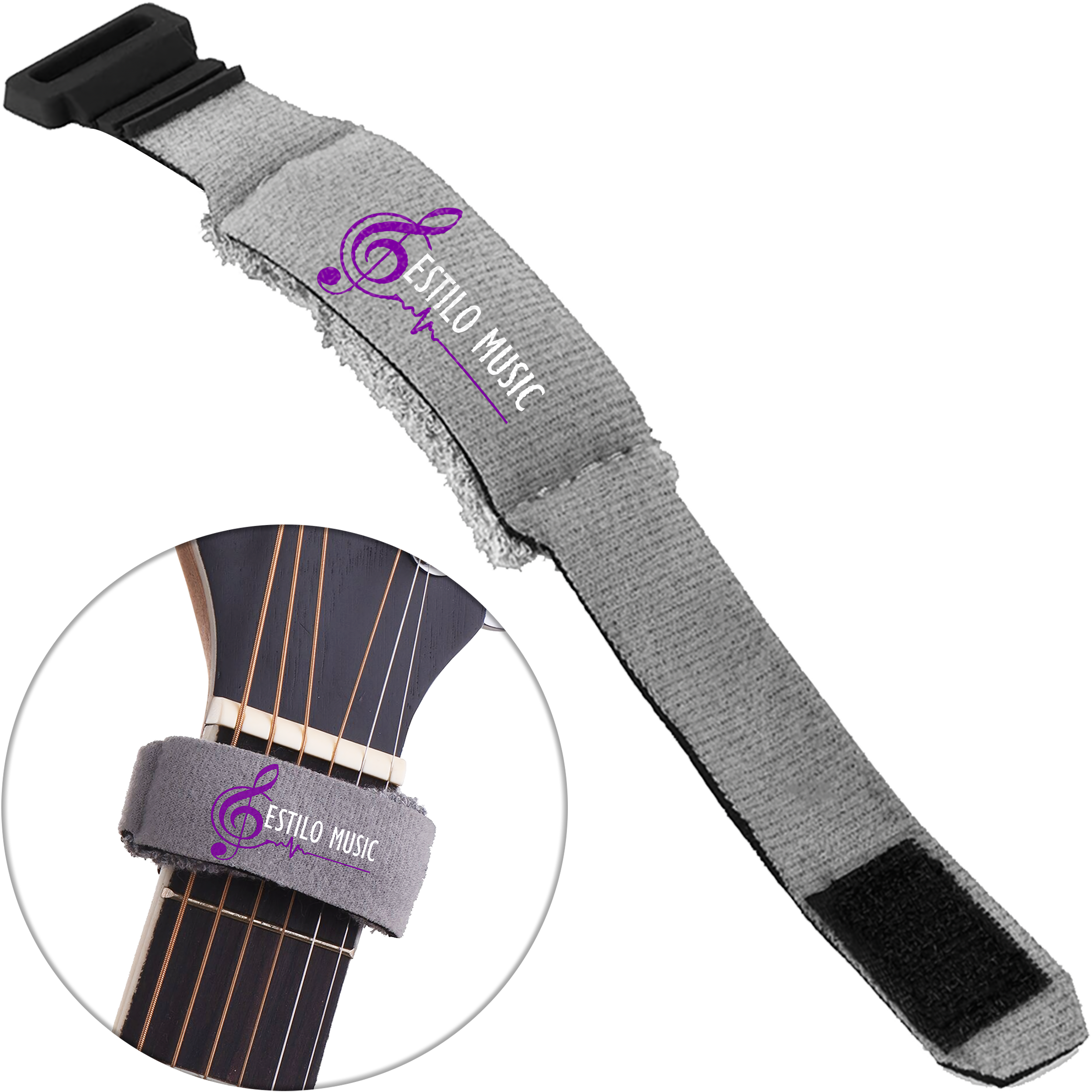 Fretwrap muteador de cuerdas ajustable de 20 cm, algodón suave para silenciar armónicos en guitarra sordina silenciador muteador