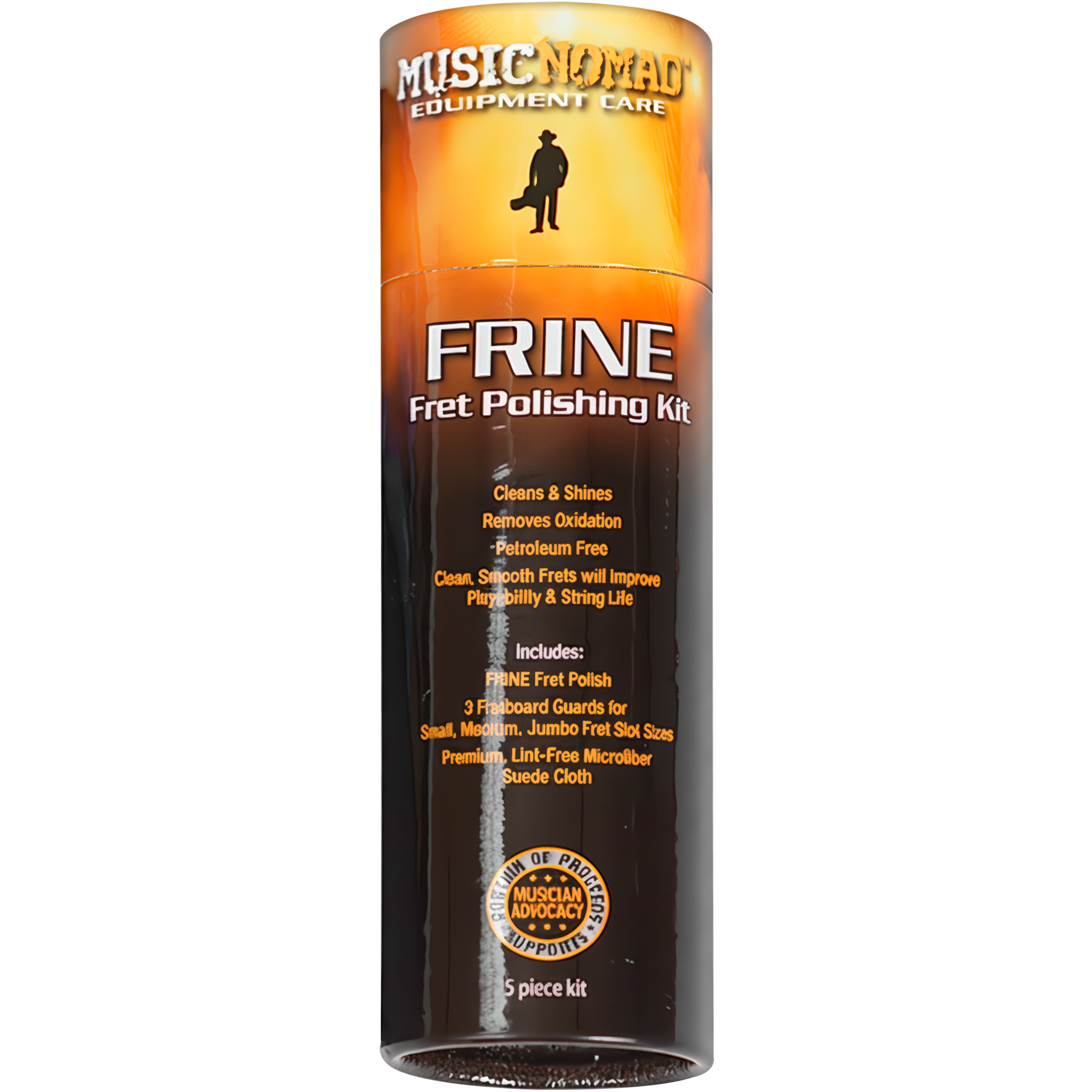 Limpiador de Trastes Guitarra MusicNomad FRINE MN124 – kit pulidor sin petróleo con guardas para diapasón y paño de microfibra