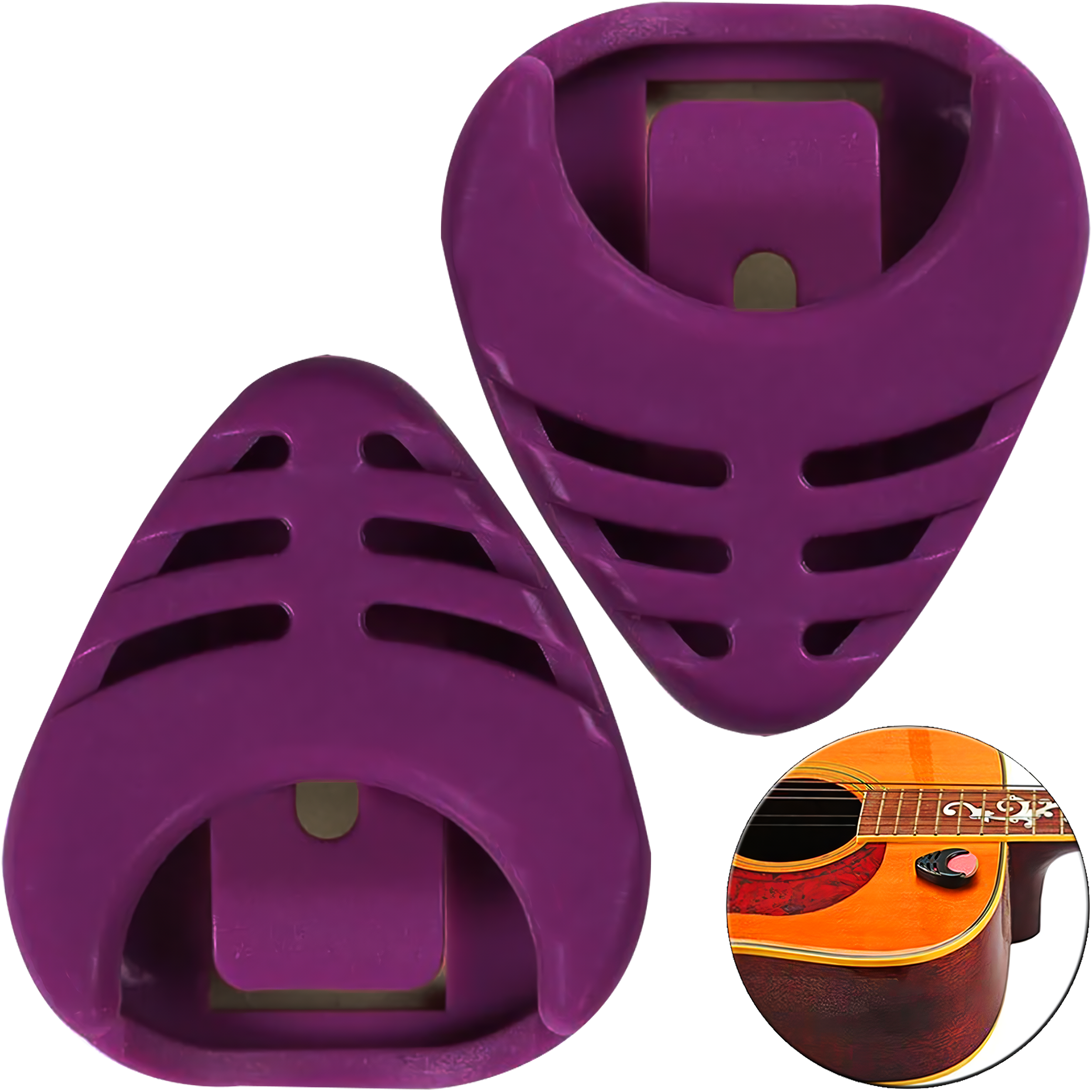 Porta puas de la marca Estilo Music, modelo Heart Shape, para guitarra con orificio para colgar, diseño compacto