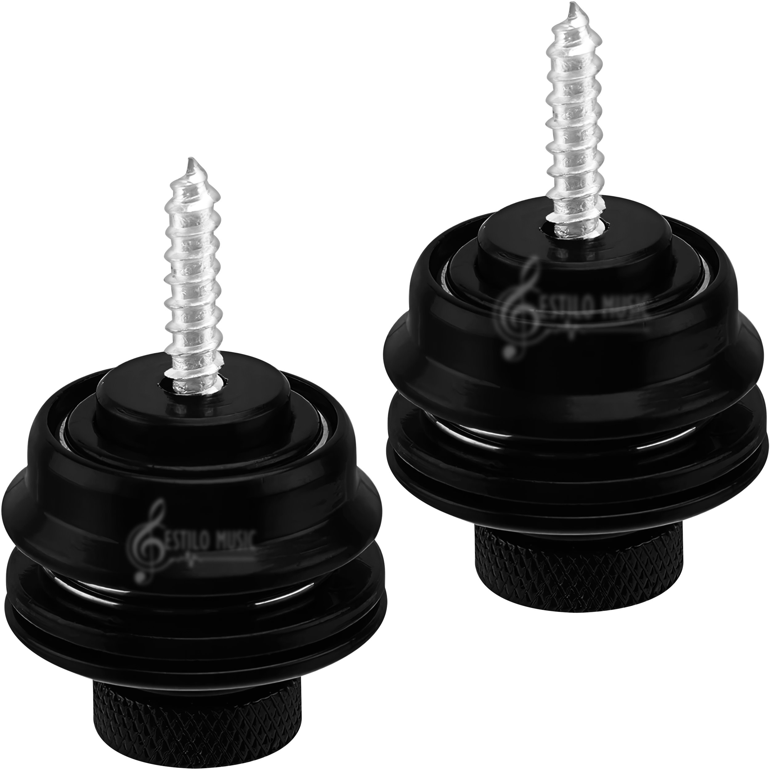 Botones metálicos desmontables para correa de guitarra acústica – set de dos, metal duradero y estilo elegante Juego de botones para correa strap desmontables, diseño metálico resistente para guitarra acústica TBDK Straplocks