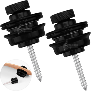 Botones metálicos desmontables para correa de guitarra acústica – set de dos, metal duradero y estilo elegante Juego de botones para correa strap desmontables, diseño metálico resistente para guitarra acústica TBDK Straplocks