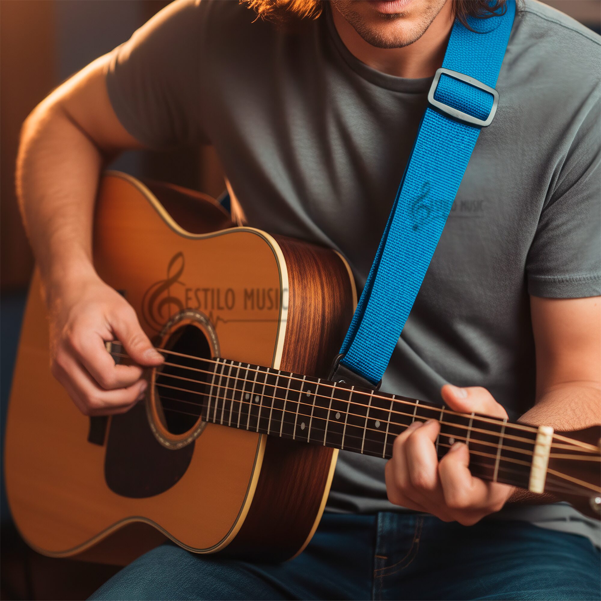 Tali Correa de Guitarra Planet Waves polipropileno negro ajustable resistente y duradero marca daddario azul, bajo guitarra electrica bajoloche - PWS102