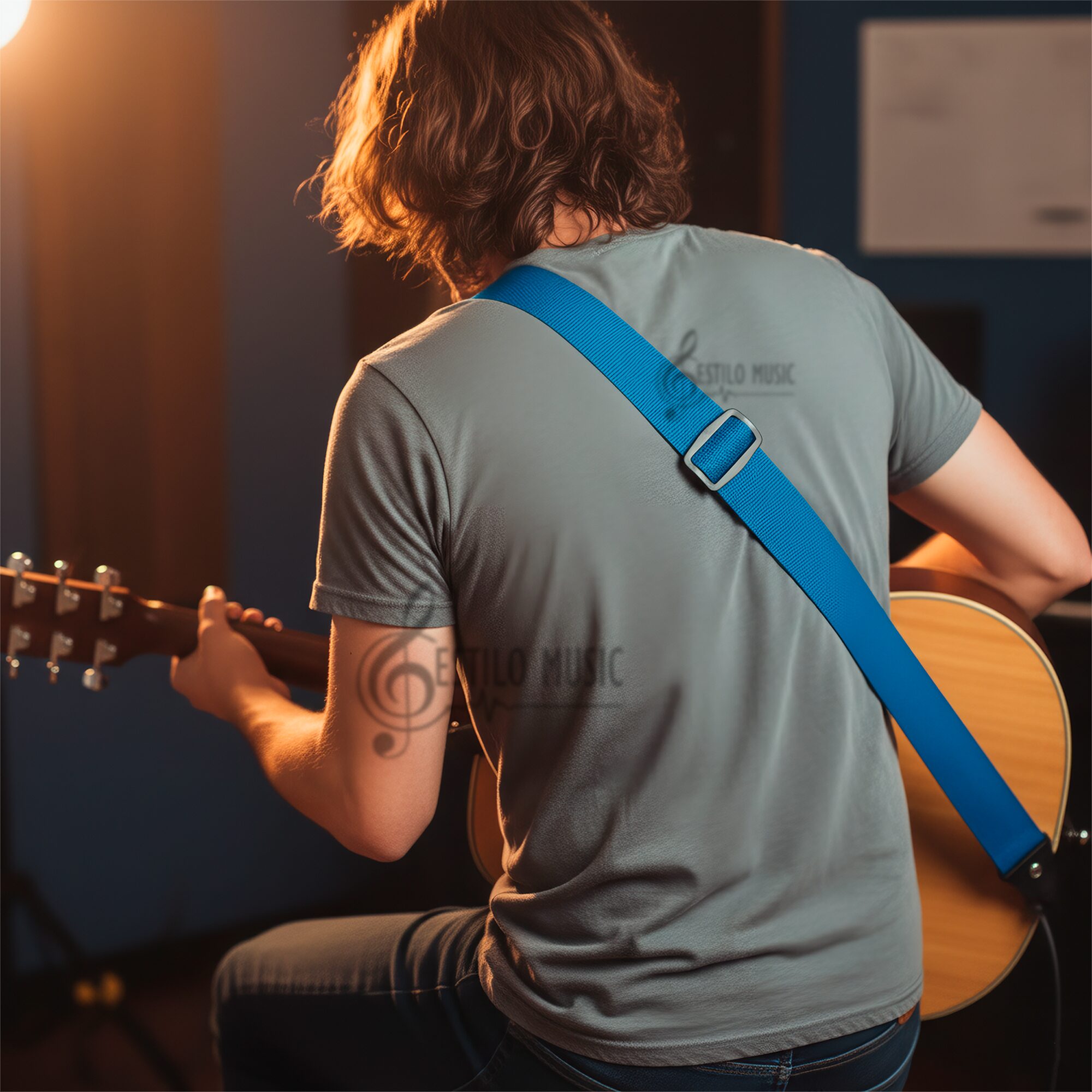 Tali Correa de Guitarra Planet Waves polipropileno negro ajustable resistente y duradero marca daddario azul, bajo guitarra electrica bajoloche - PWS102