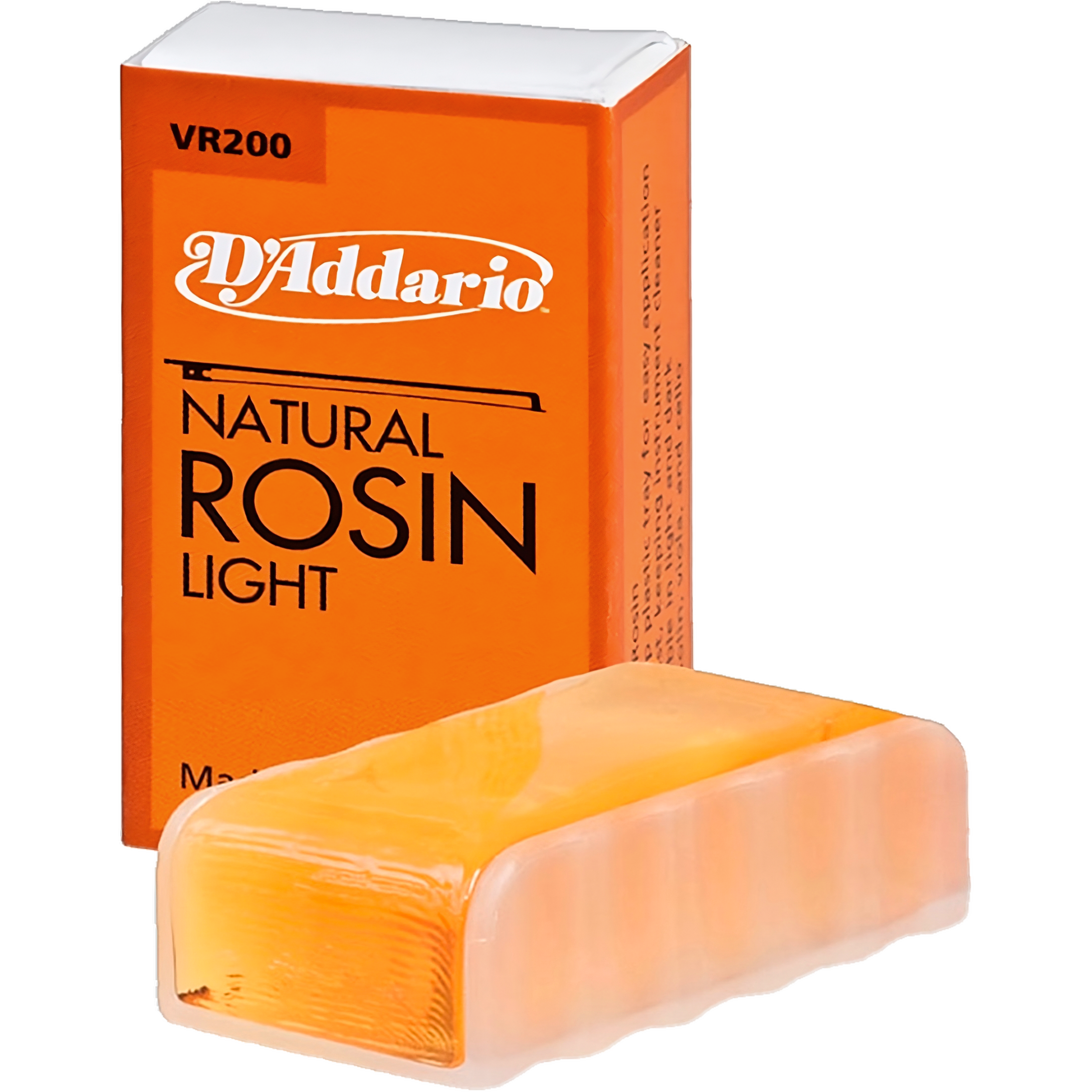 Brea Violin VR200 Daddario resina natural oscura con canal plástico para agarre fácil, ideal para crin o pelo sintético, fabricada en USA