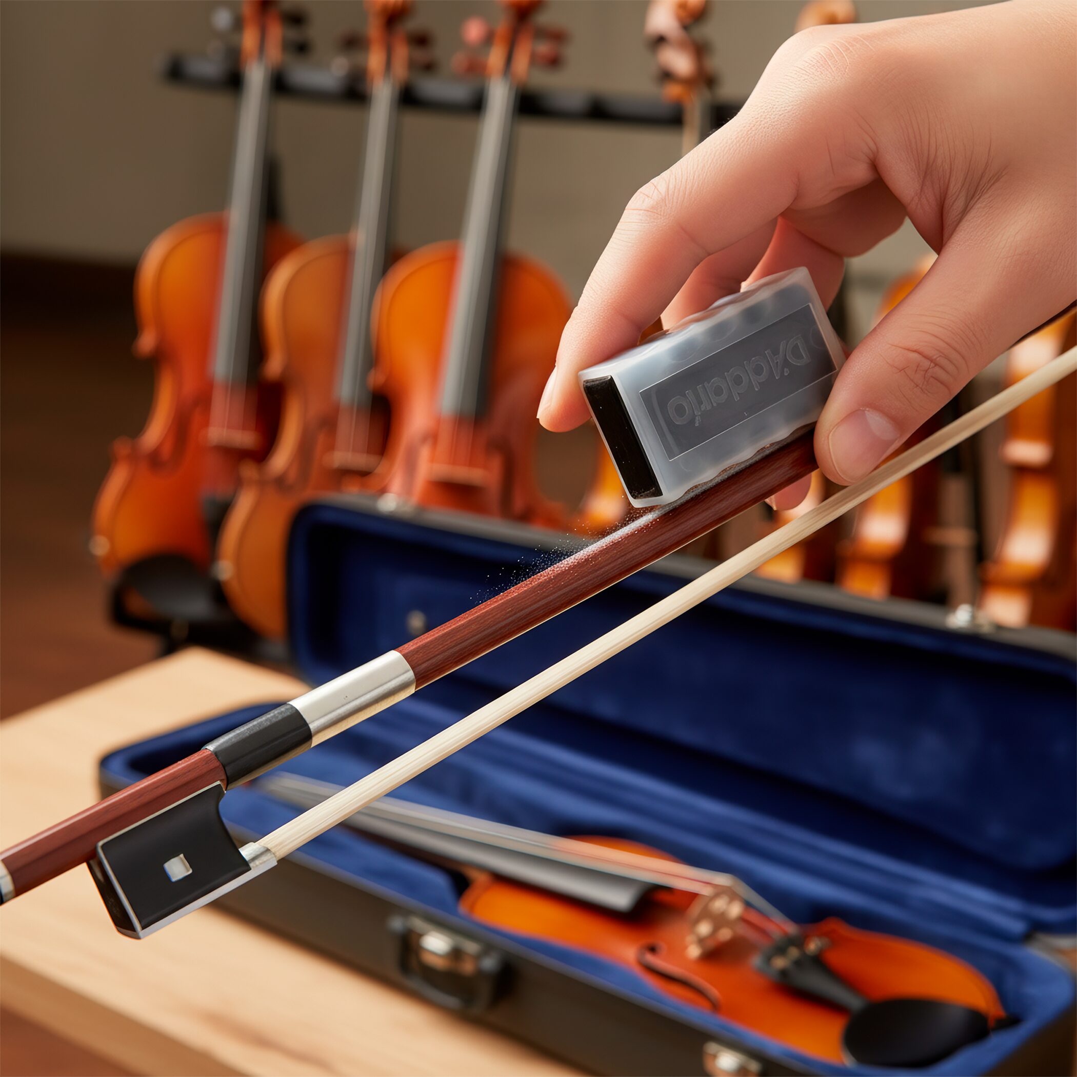 Brea Violin VR300 Daddario resina natural oscura con canal plástico para agarre fácil, ideal para crin o pelo sintético, fabricada en USA