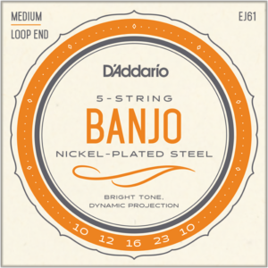Cuerdas Banjo EJ61 Daddario juego para banjo de 5 cuerdas con acero niquelado y tono brillante. Juego de Cuerdas Banjo Daddario modelo EJ-61 con construcción loopend para ajuste universal EJ61