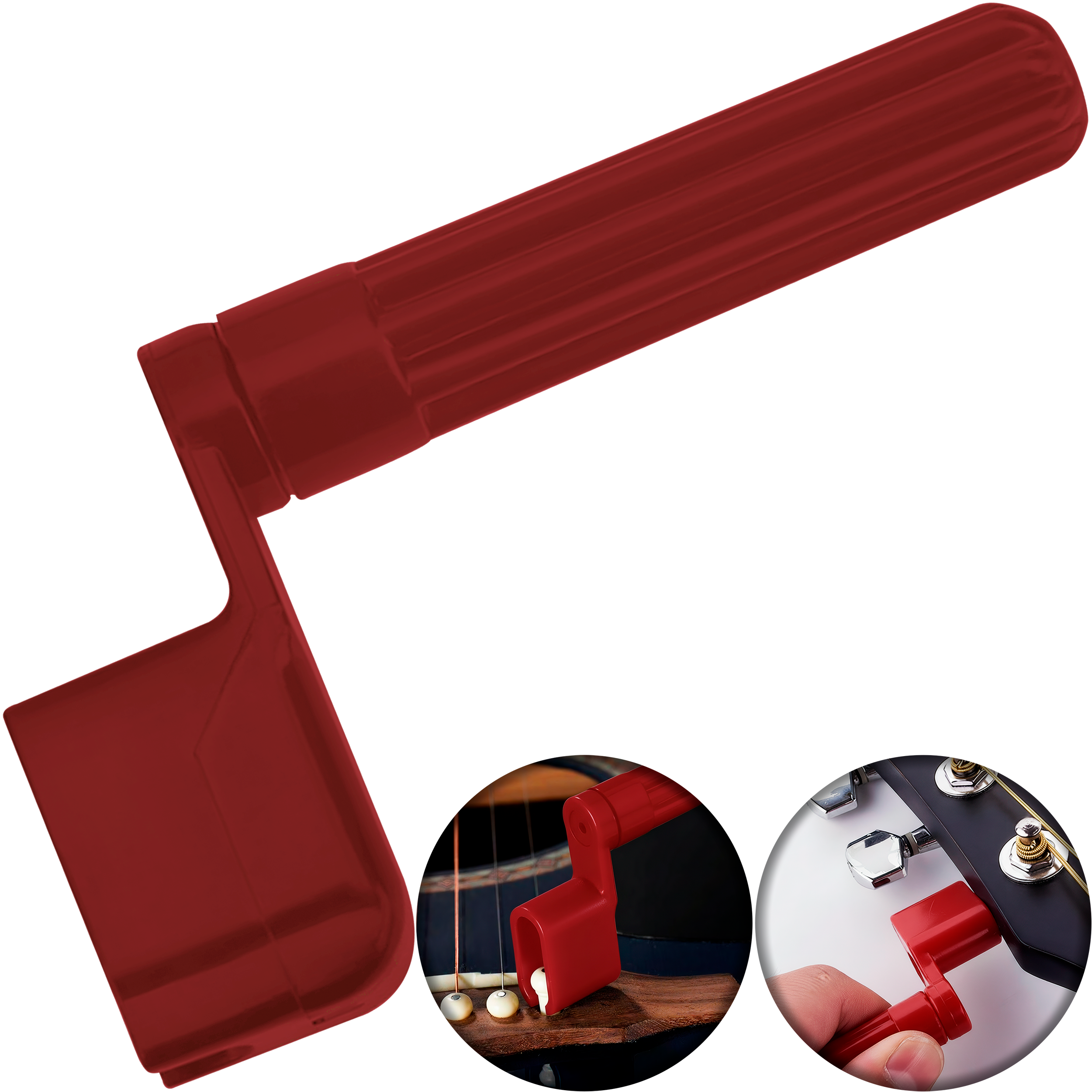 Bobinadora de Cuerdas Maxtone de plástico para guitarra acústica y eléctrica con función para enrollar y aflojar cuerdas - GW15 ROJO