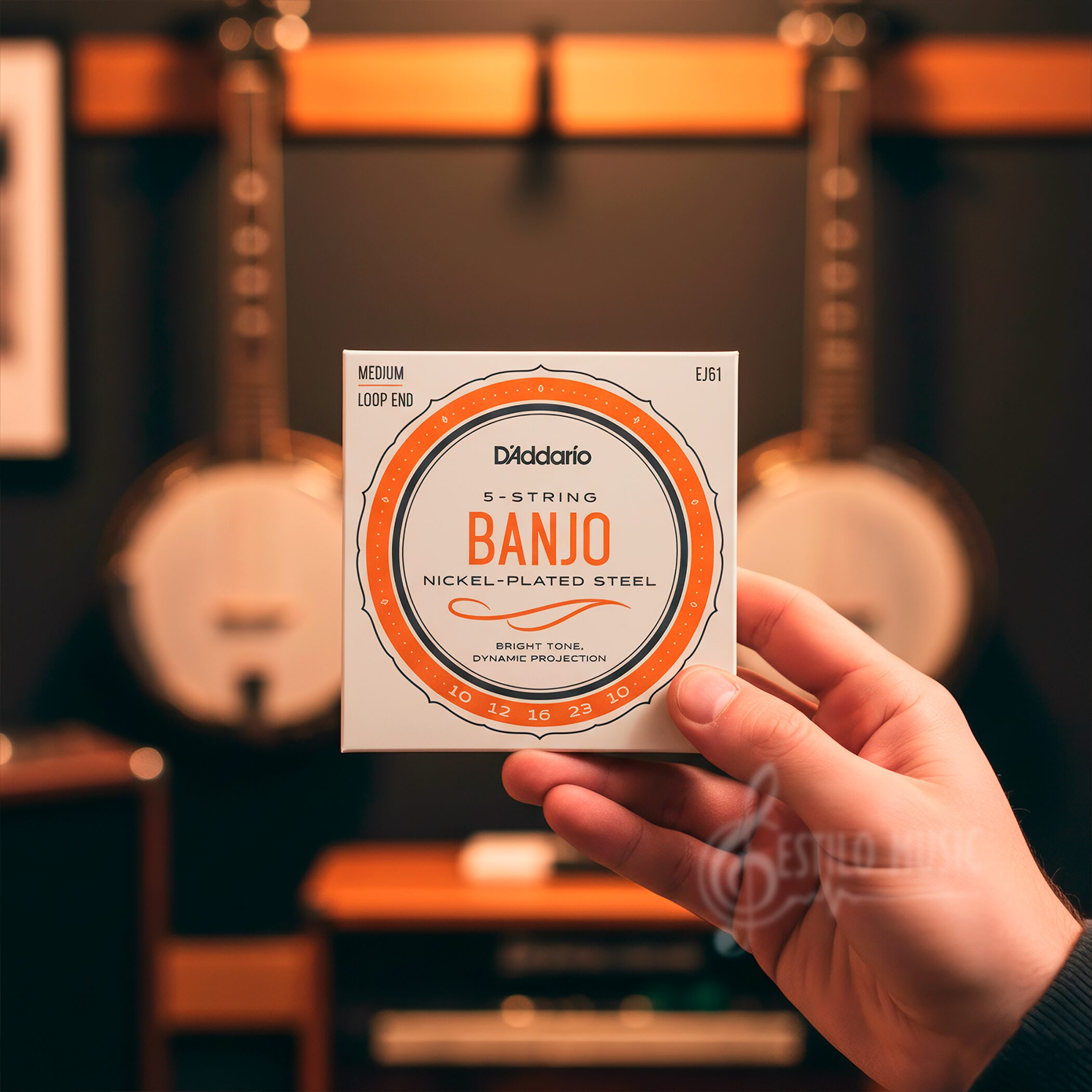 Cuerdas Banjo EJ61 Daddario juego para banjo de 5 cuerdas con acero niquelado y tono brillante. Juego de Cuerdas Banjo Daddario modelo EJ-61 con construcción loopend para ajuste universal EJ61