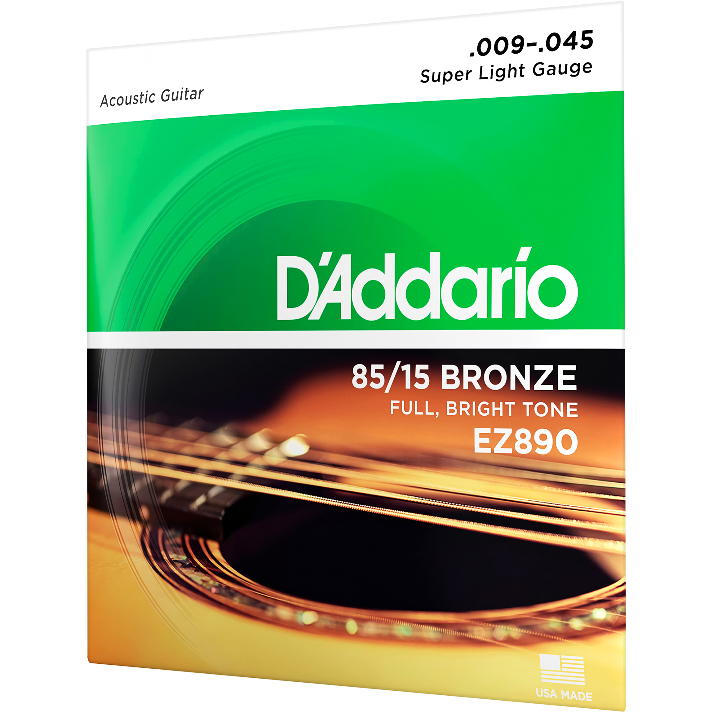 D'Addario EZ890 Super Light Gauge 09-45 – cuerdas de guitarra acústica 85/15 Bronze, brillo y fácil ejecución Daddario