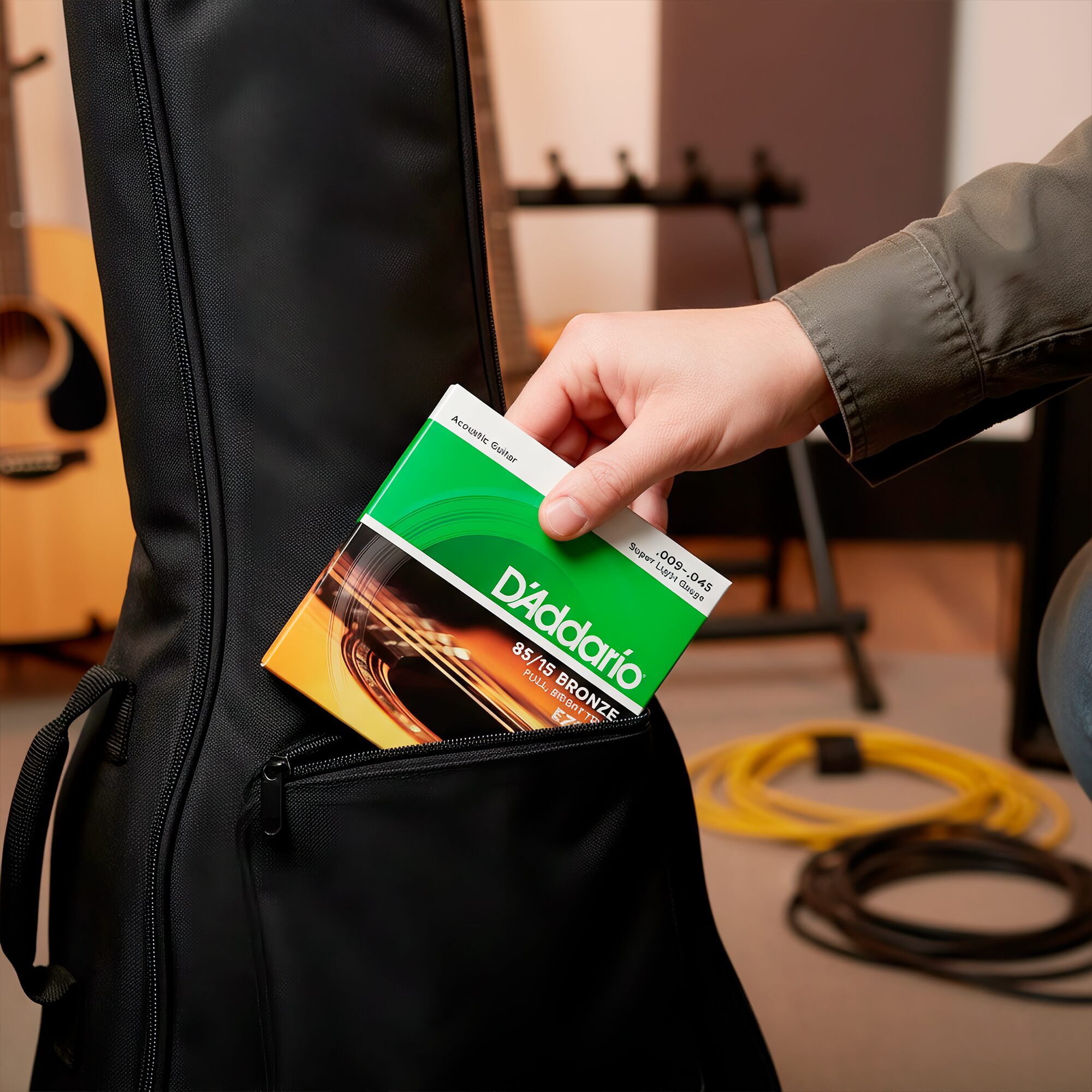 D'Addario EZ890 Super Light Gauge 09-45 – cuerdas de guitarra acústica 85/15 Bronze, brillo y fácil ejecución Daddario