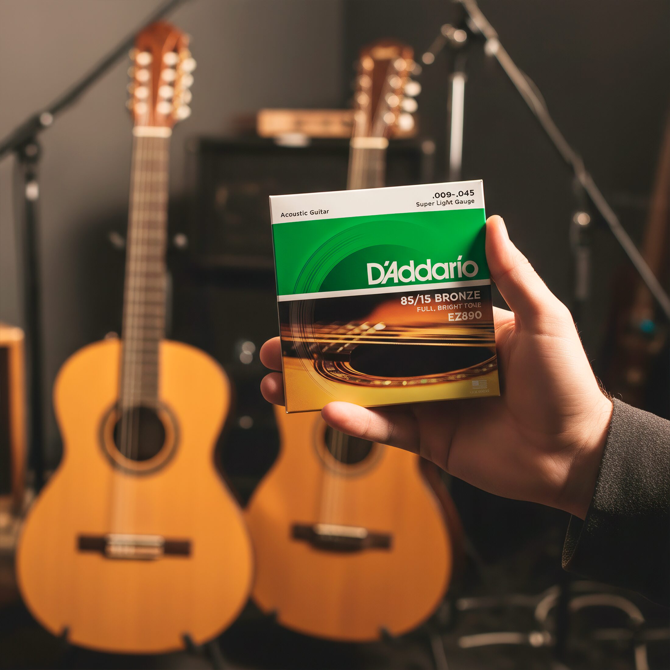 D'Addario EZ890 Super Light Gauge 09-45 – cuerdas de guitarra acústica 85/15 Bronze, brillo y fácil ejecución Daddario