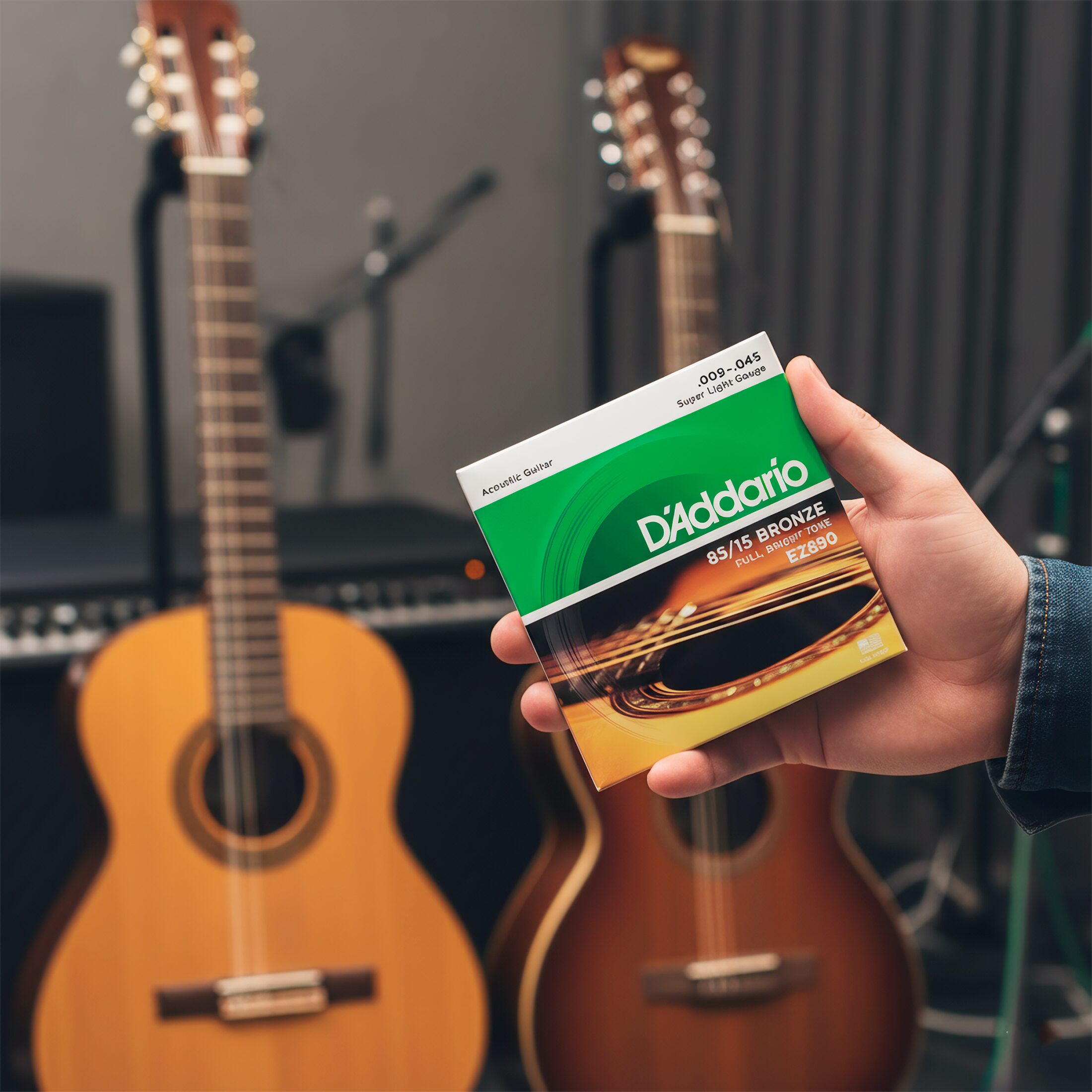 D'Addario EZ890 Super Light Gauge 09-45 – cuerdas de guitarra acústica 85/15 Bronze, brillo y fácil ejecución Daddario