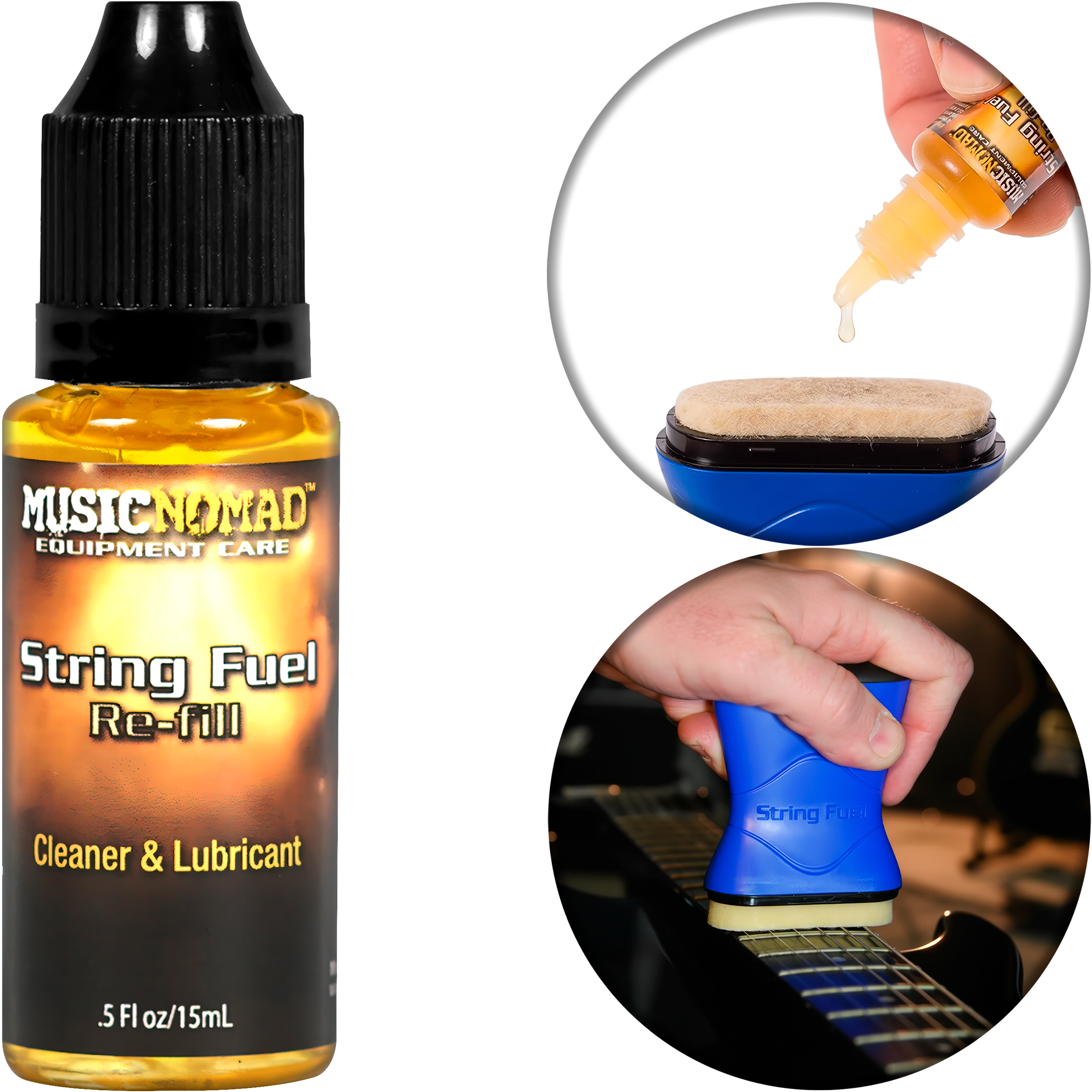 Limpiador Cuerdas Guitarra MN120 Music Nomad repuesto String Fuel para limpieza y lubricación de cuerdas.