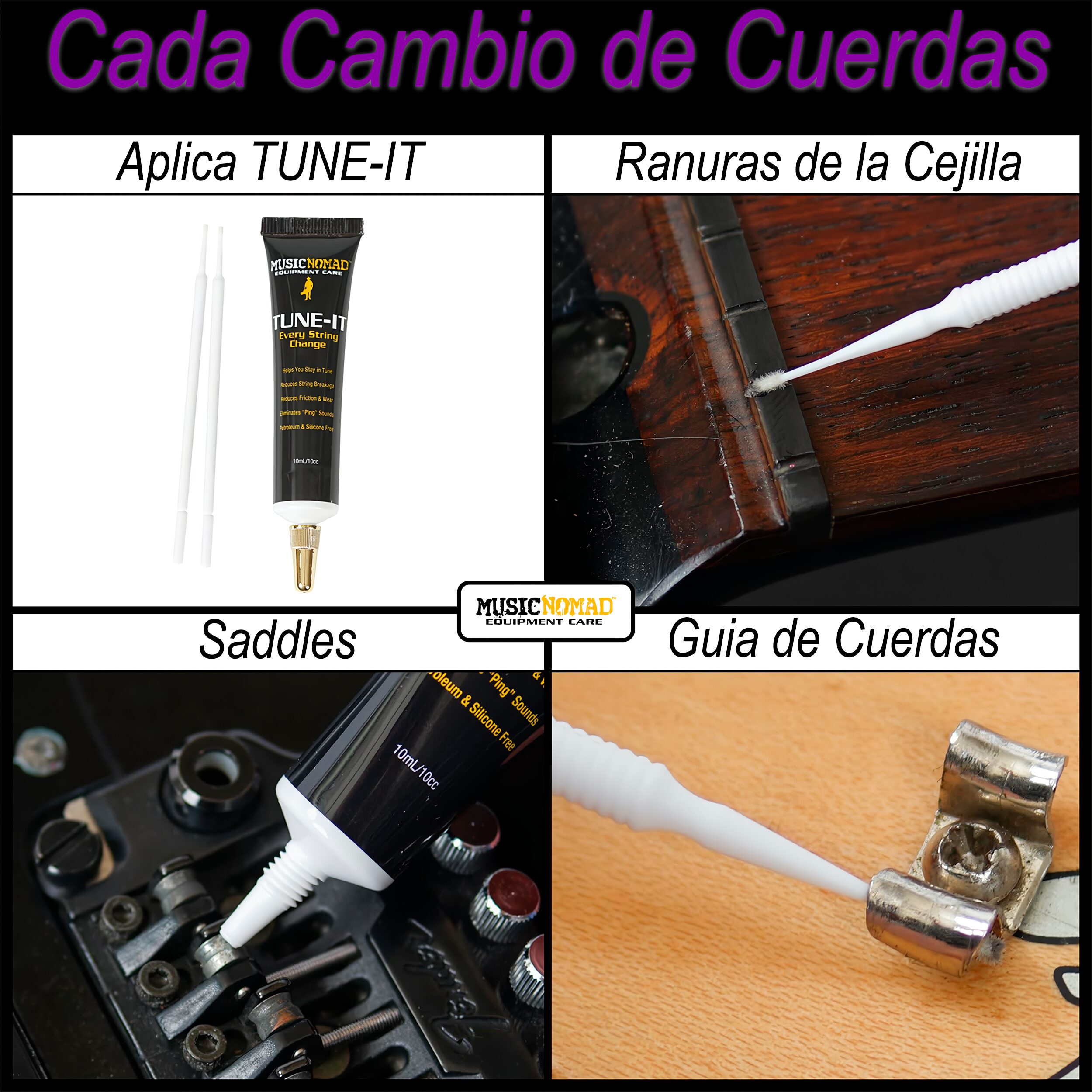 Lubricante P/ Cuerdas Guitarra Music Nomad MN106 para mejorar afinación y reducir desgaste.