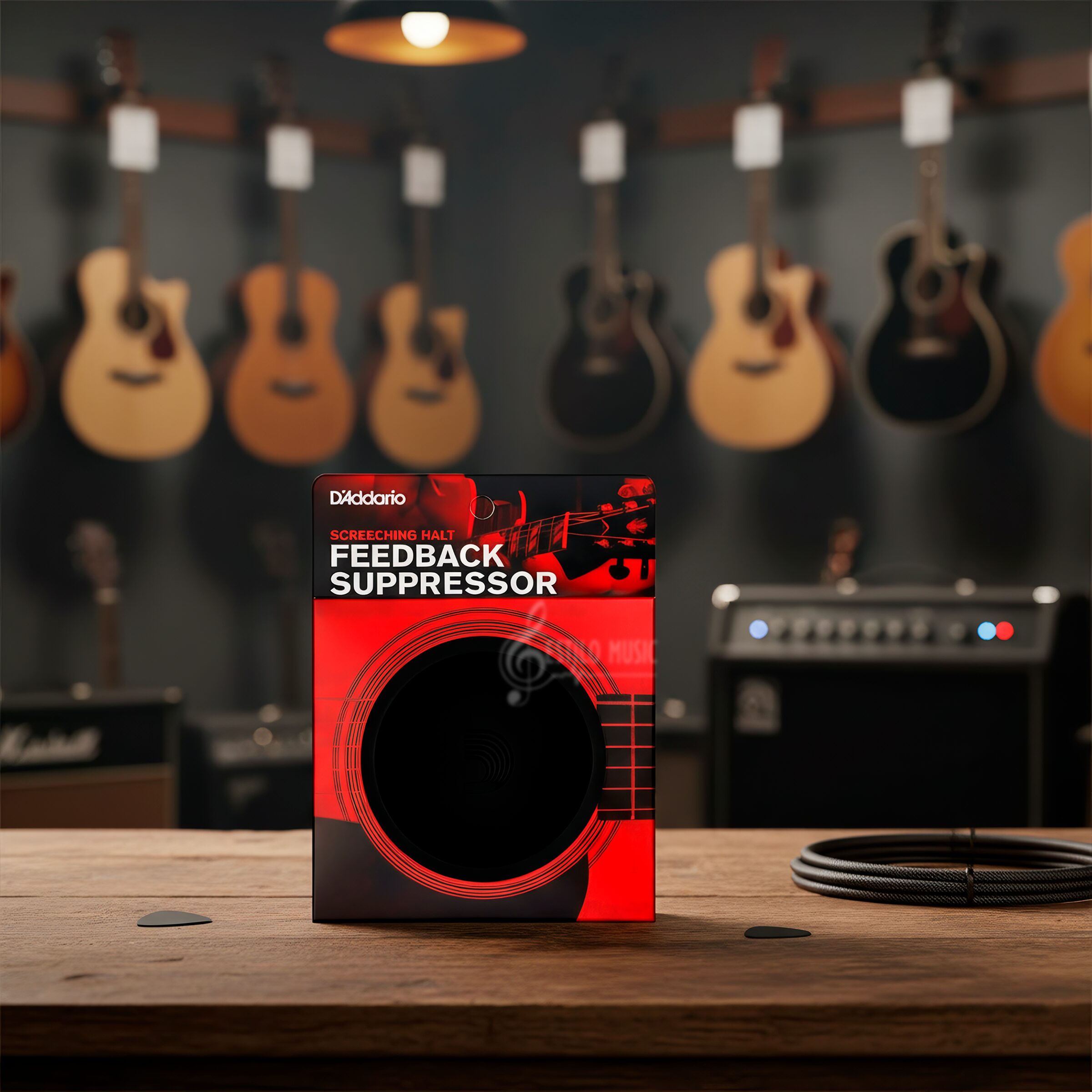 Supresor Feedback PW-SH-01 Daddario de material flexible para boca de guitarra acústica de 10 cm.