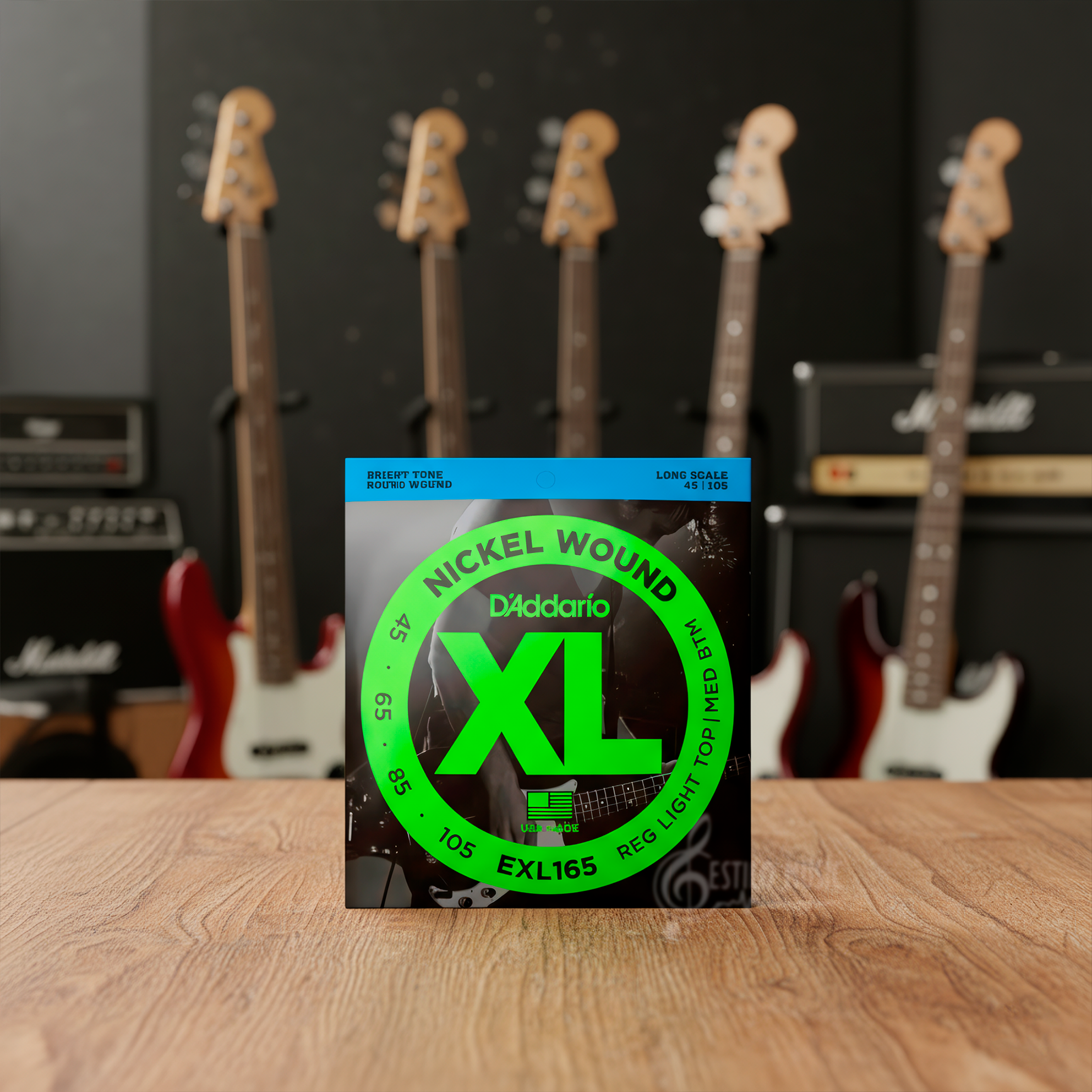 Cuerdas Bajo Electrico Daddario Exl165 45-105 de 4 cuerdas con entorchado de acero niquelado, modelo EXL165.