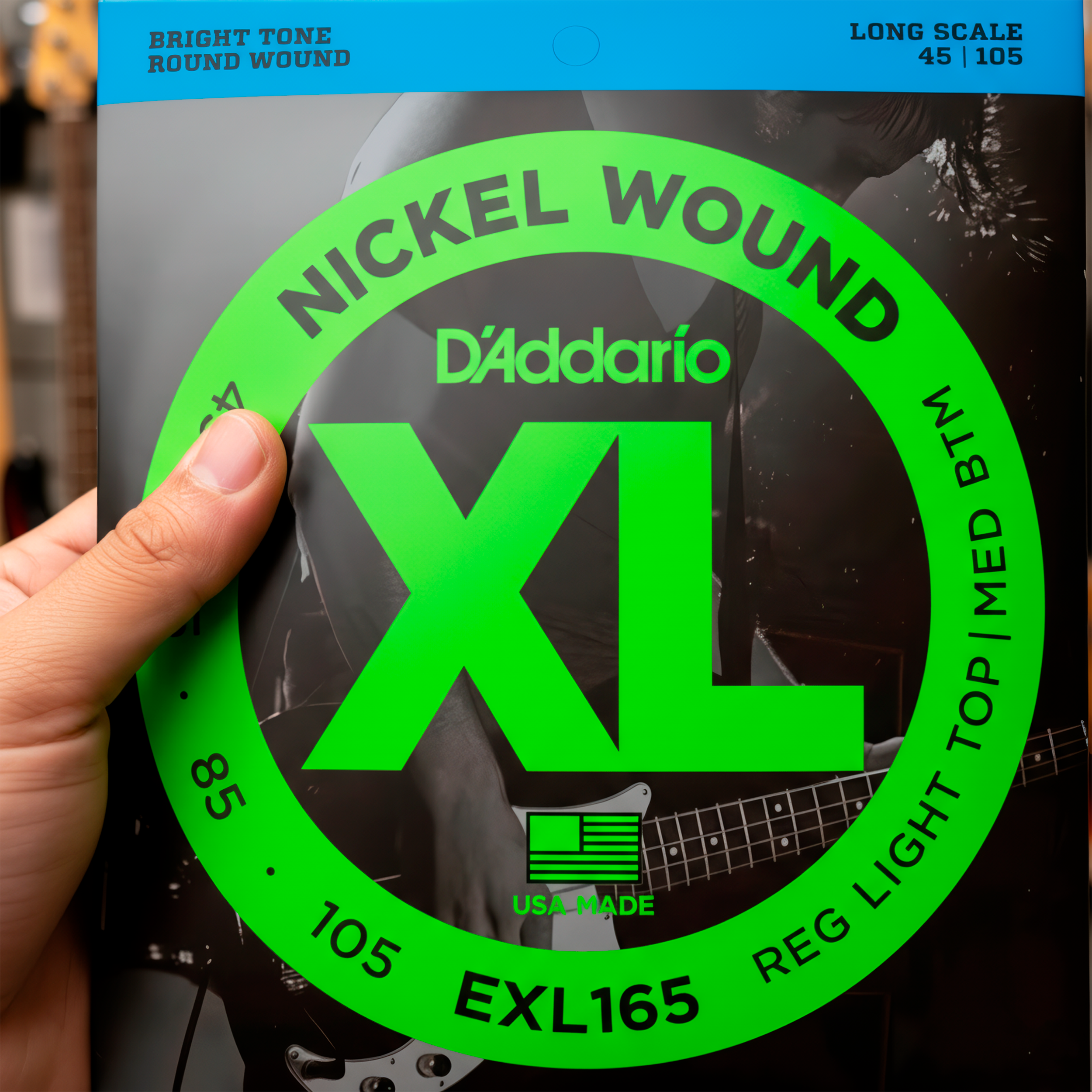Cuerdas Bajo Electrico Daddario Exl165 45-105 de 4 cuerdas con entorchado de acero niquelado, modelo EXL165.