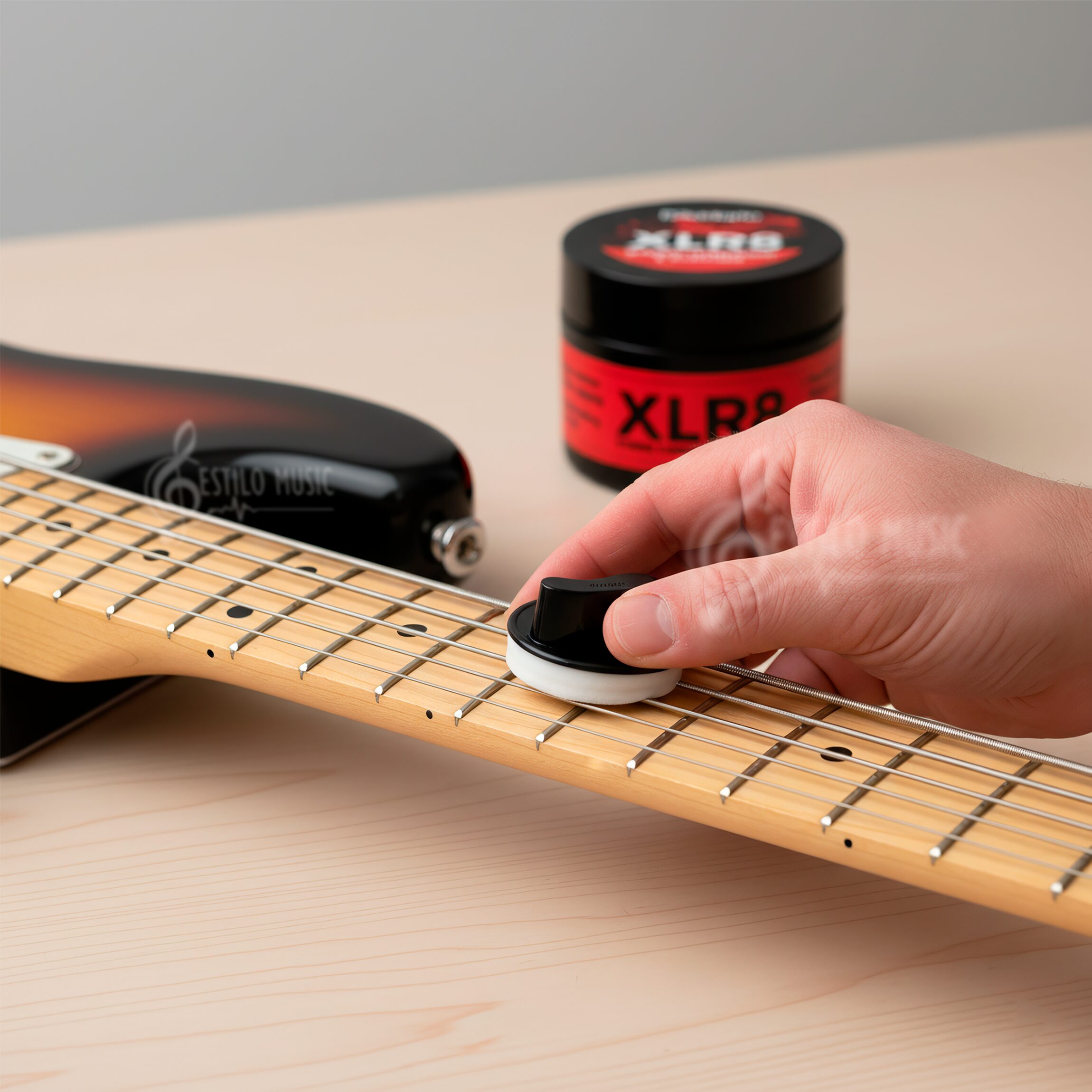 Limpiador De Cuerdas Daddario Pw-xlr8-01 con aplicador lubricante para guitarra y bajo, modelo PW-XLR8-01.