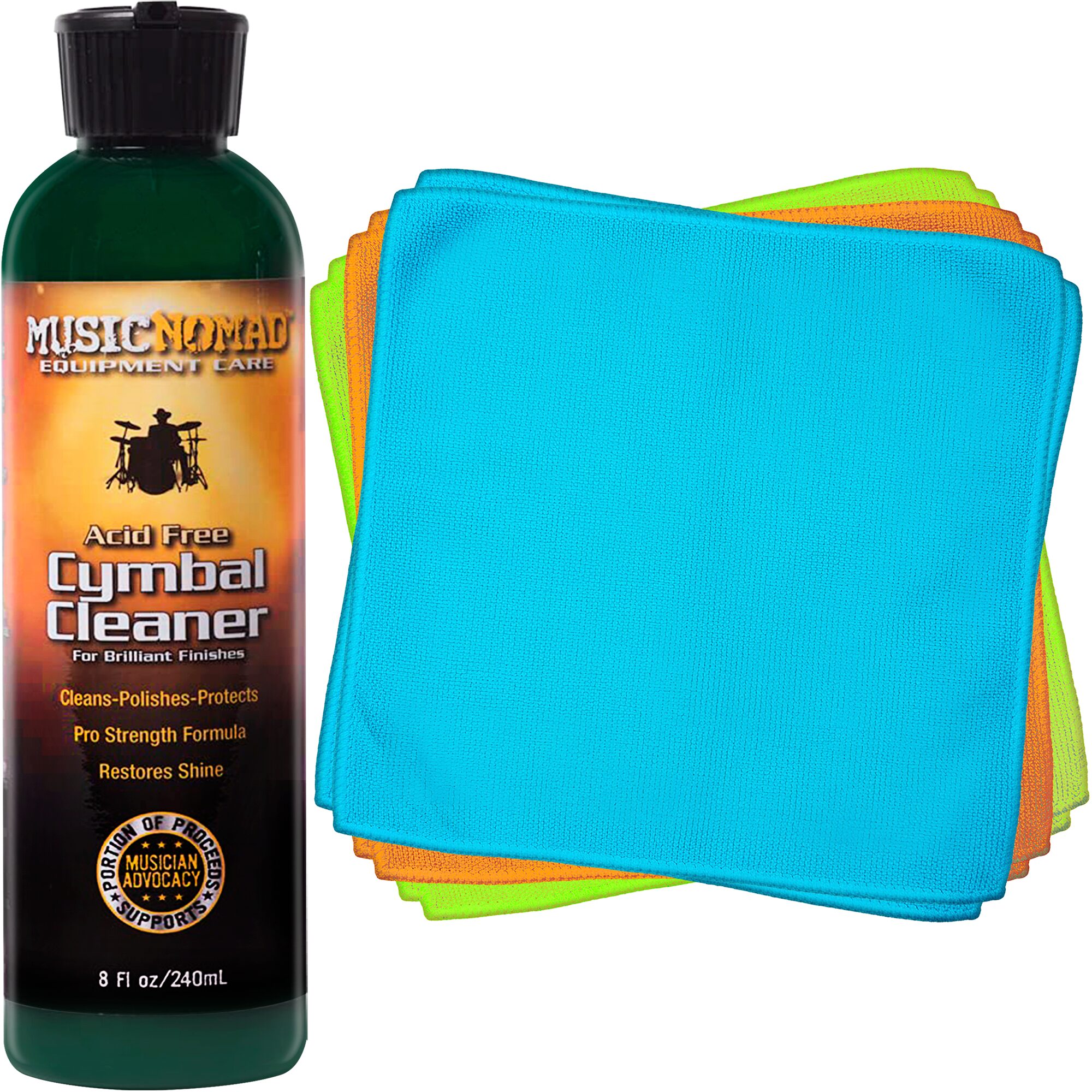 Limpiador Platillos Music Nomad Cymbal Cleaner MN111 limpia, pule y protege platillos, incluye franela de microfibra.