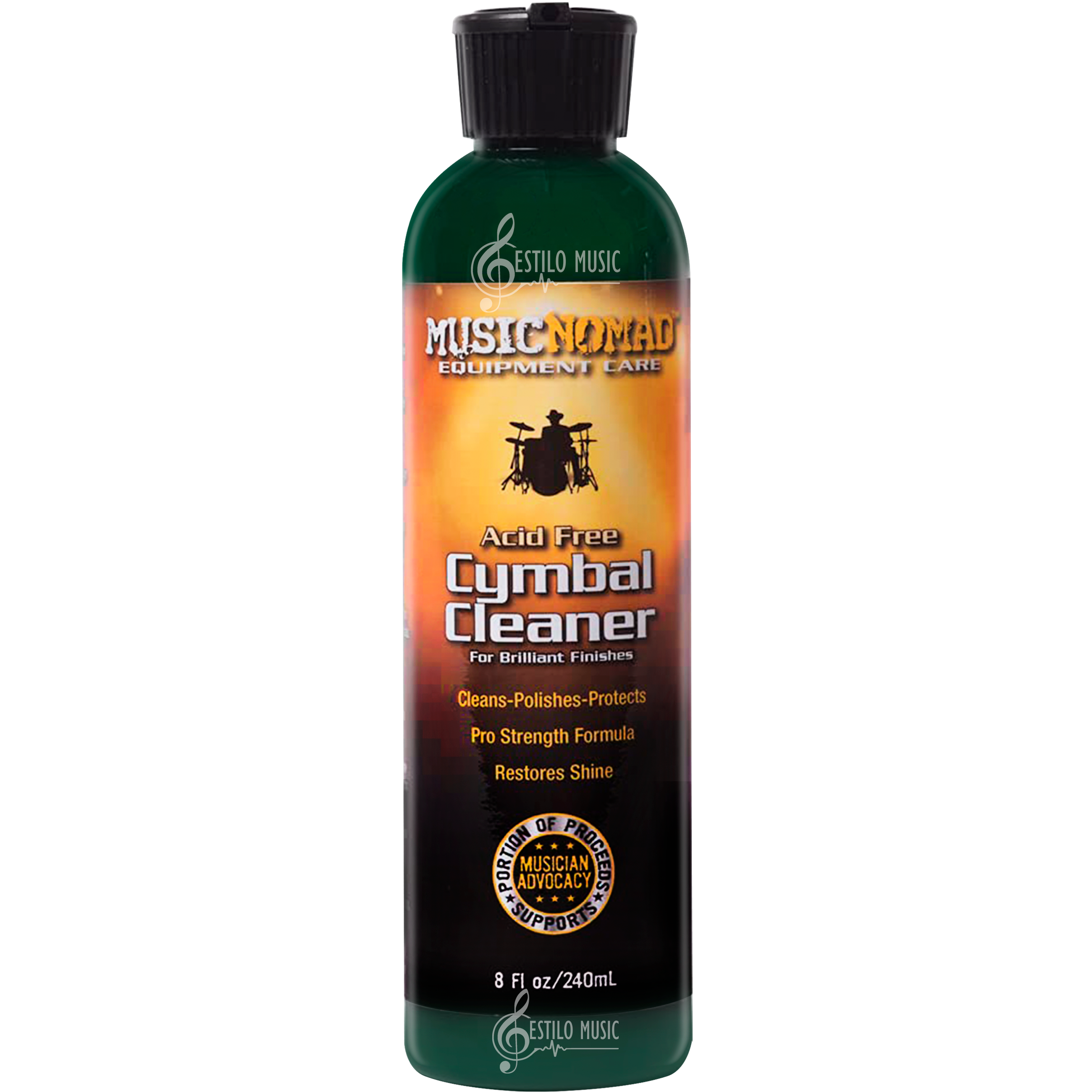 Limpiador Platillos Music Nomad Cymbal Cleaner MN111 limpia, pule y protege platillos, incluye franela de microfibra.