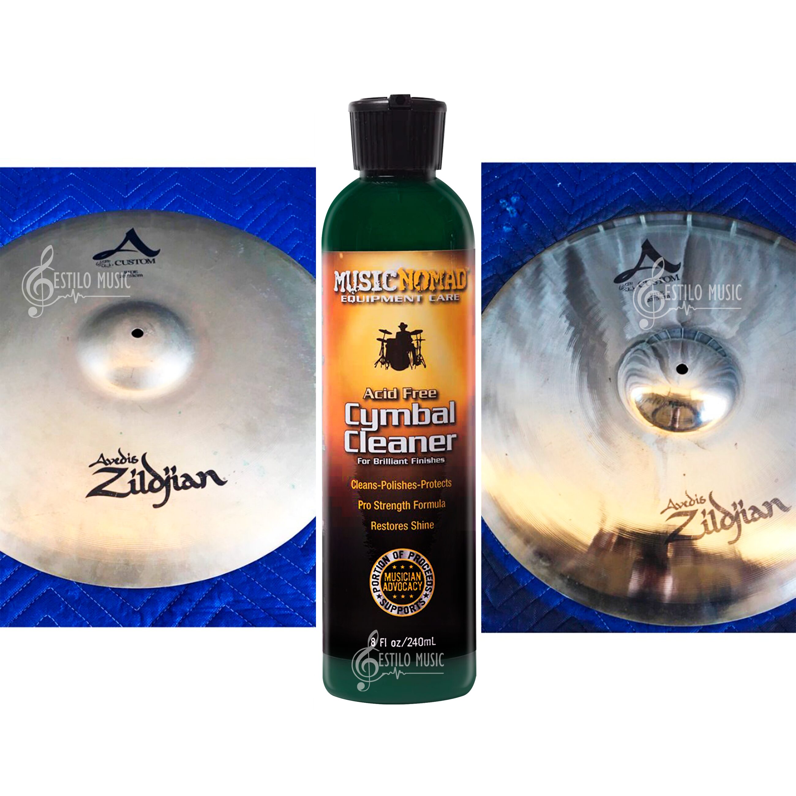 Limpiador Platillos Music Nomad Cymbal Cleaner MN111 limpia, pule y protege platillos, incluye franela de microfibra.