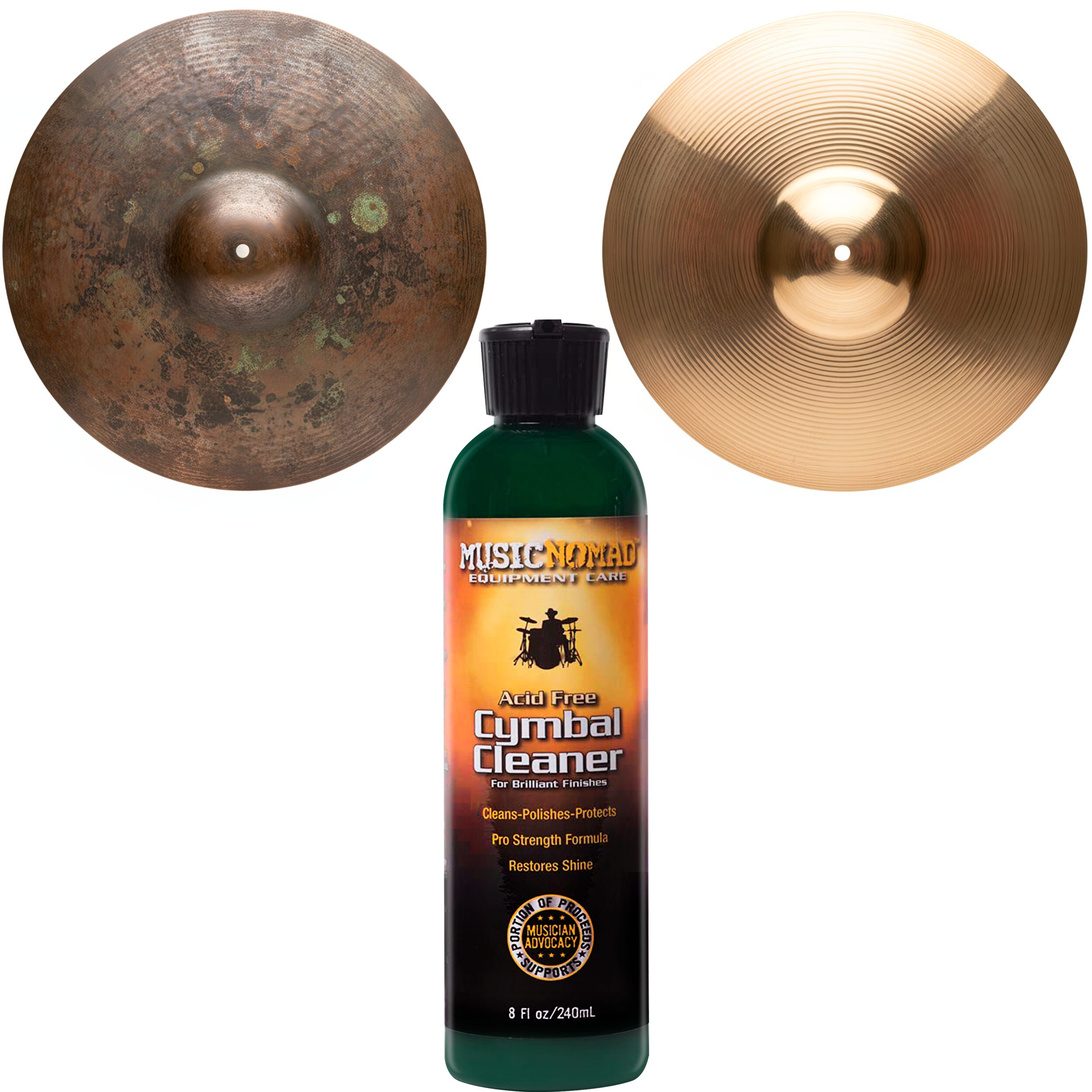 Limpiador Platillos Music Nomad Cymbal Cleaner MN111 limpia, pule y protege platillos, incluye franela de microfibra.