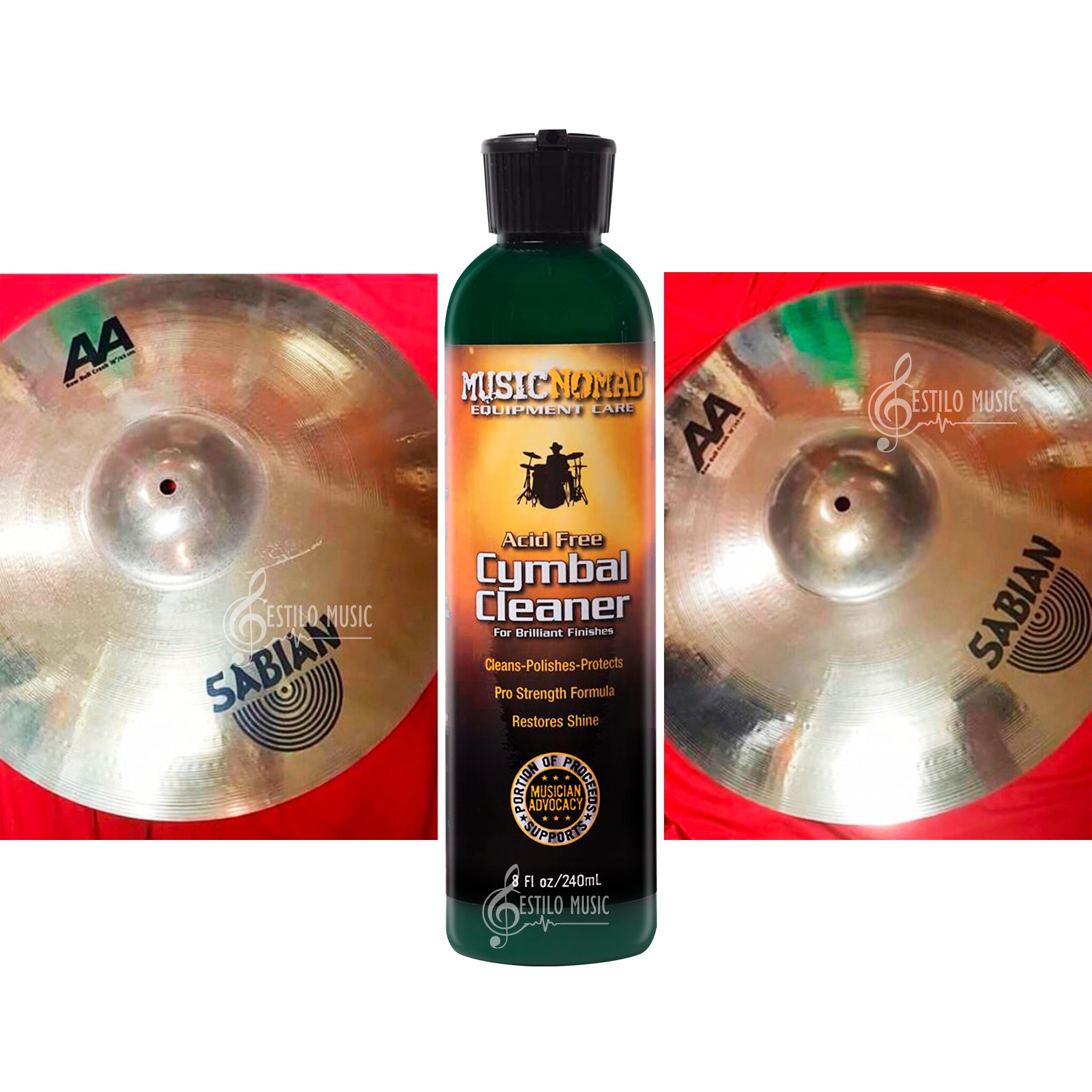 Limpiador Platillos Music Nomad Cymbal Cleaner MN111 limpia, pule y protege platillos, incluye franela de microfibra.