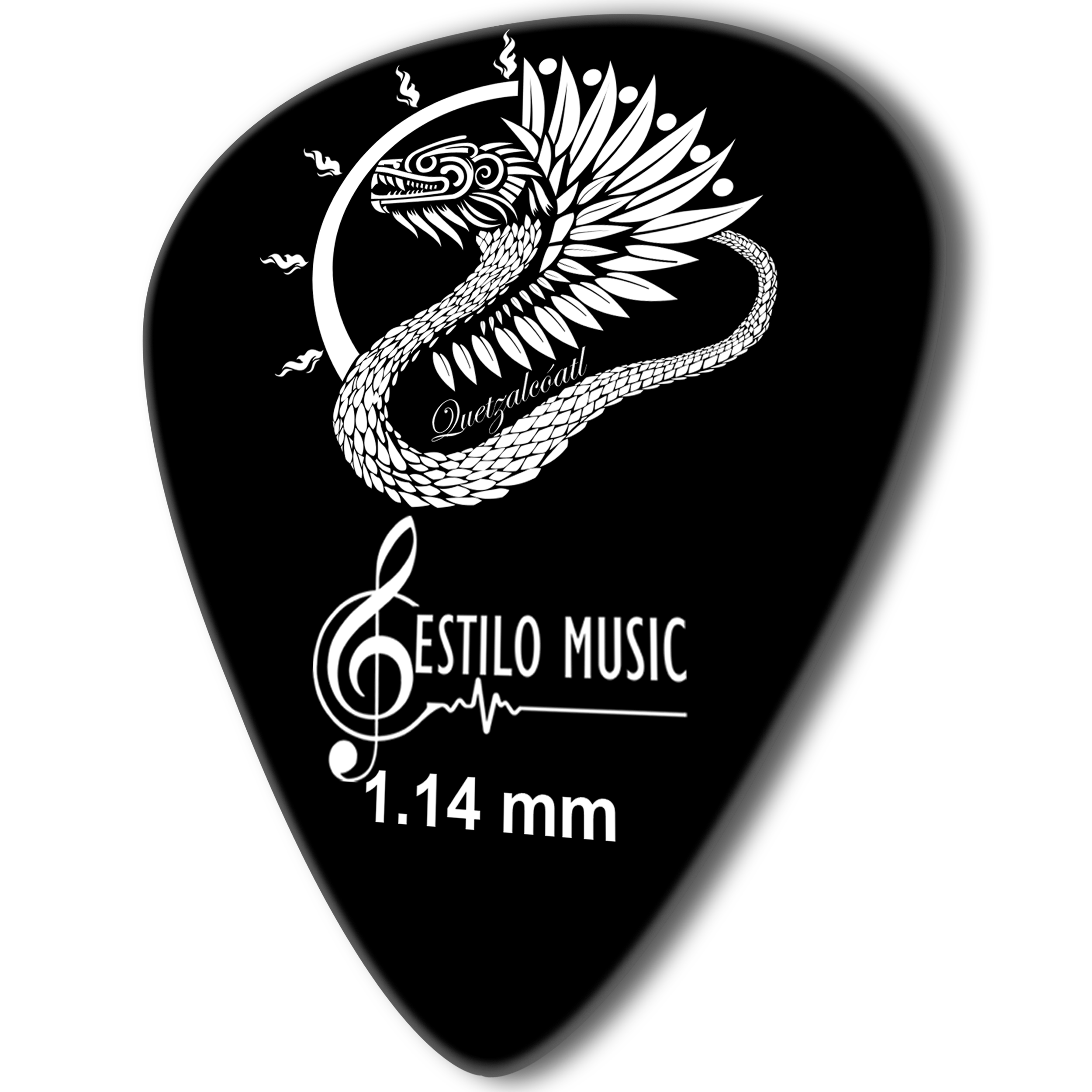 10 Puas Plumillas Guitarra Dioses Quetzalcoatl marca Estilo Music pack premium de plumillas de derlin con diferentes grosores diseño artístico 10 Puas Plumillas Guitarra Dioses Quetzalcoatl colección dioses con diseño Quetzalcoatl material derlin resistente marca Estilo Music